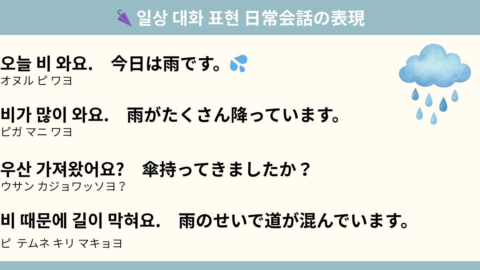韓国 語 雨