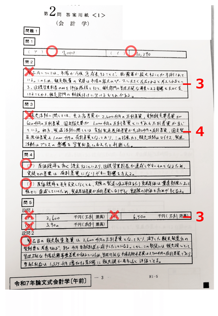 令和7年度公認会計士論文式試験 開示答案及び自己採点・所感｜るしぴあ