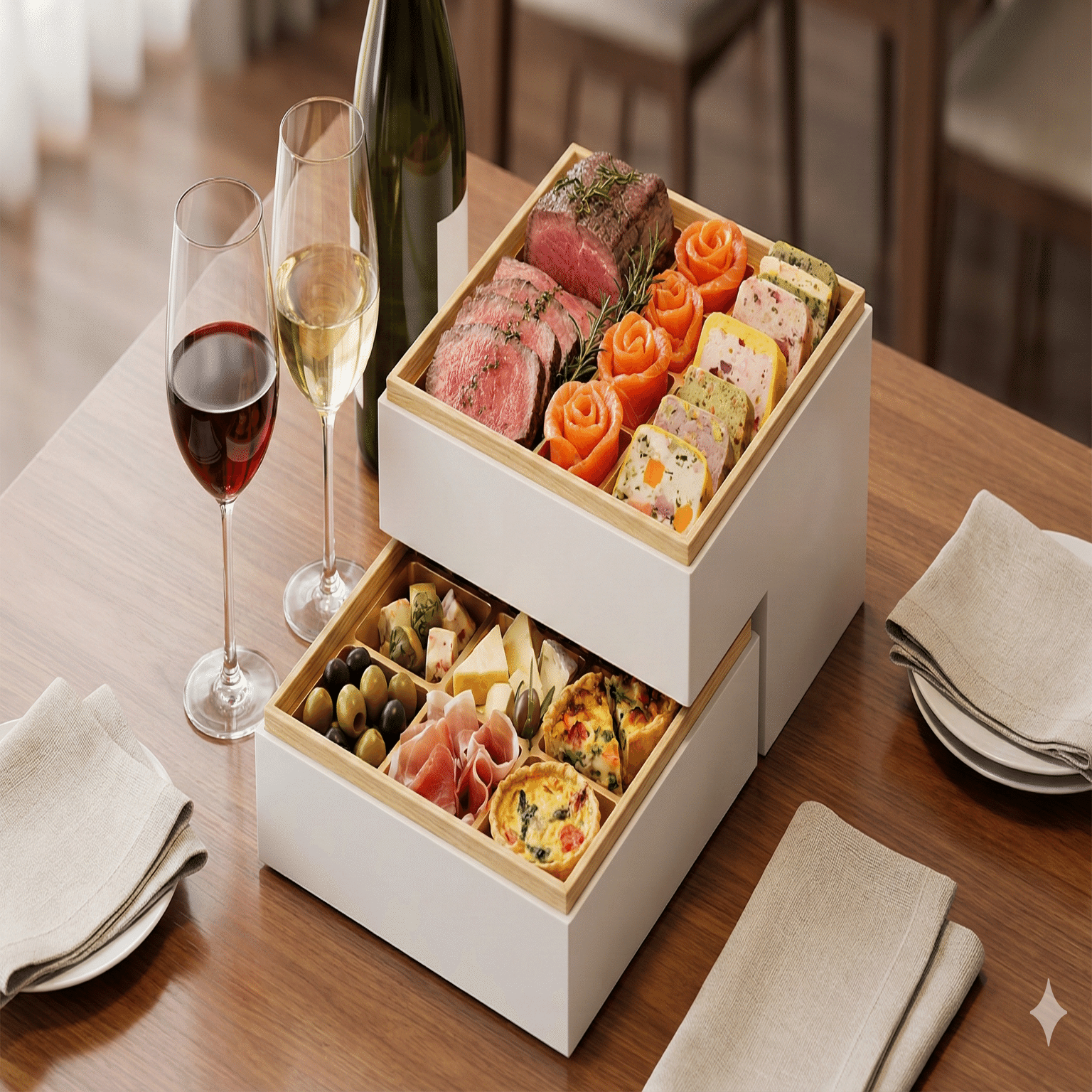 作品例】新年の飯テロ。Geminiで作った「3Dミニチュアおせち」素材集