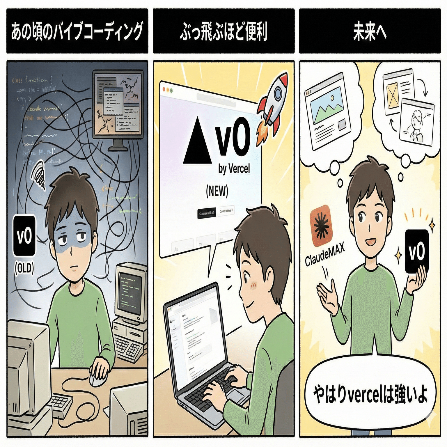 久しぶりにちょっと v0 by vercel を触ってみたんですが、ぶっ飛ぶほど