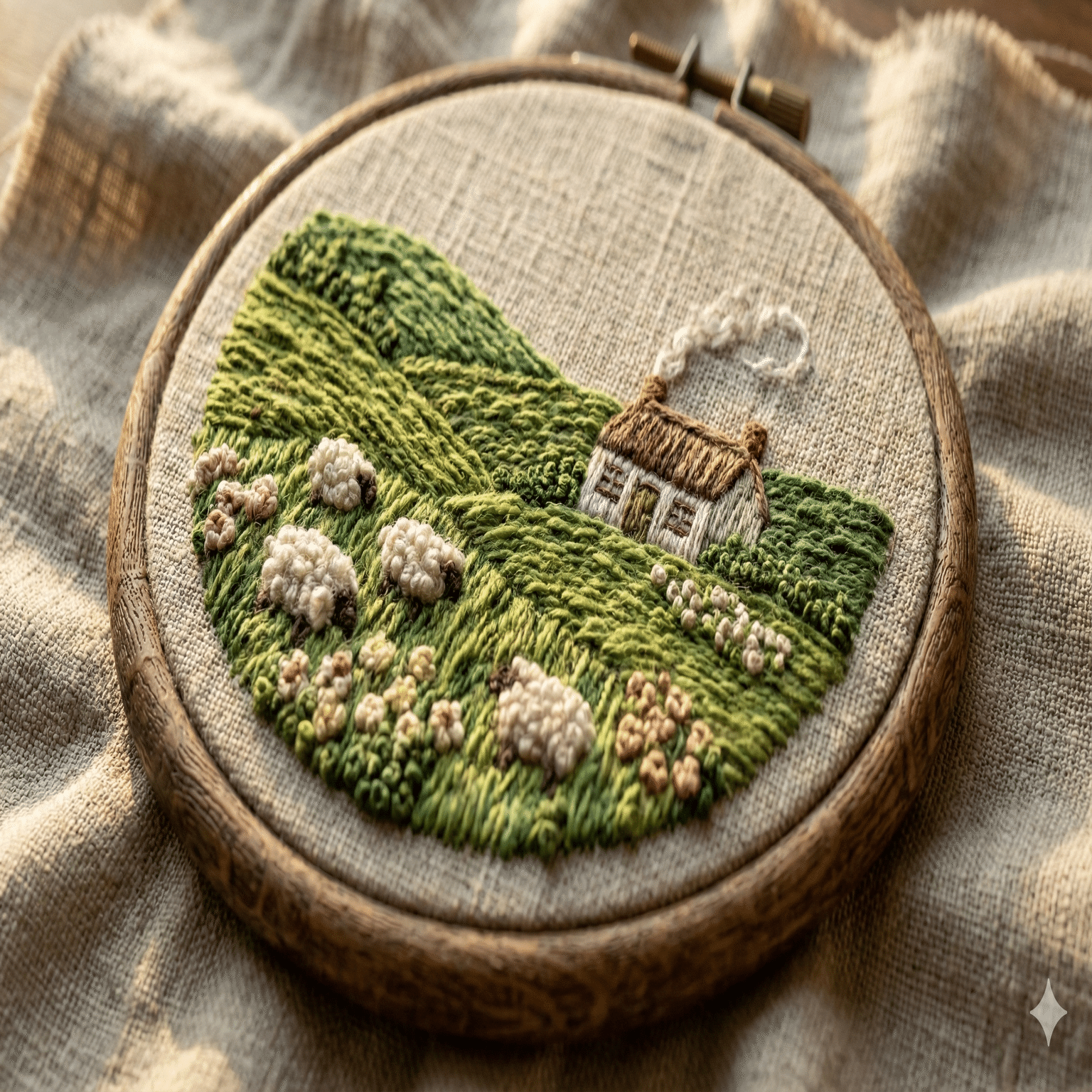 プロンプト配布】Geminiで「手刺繍の風景画（エンブロイダリー）」を