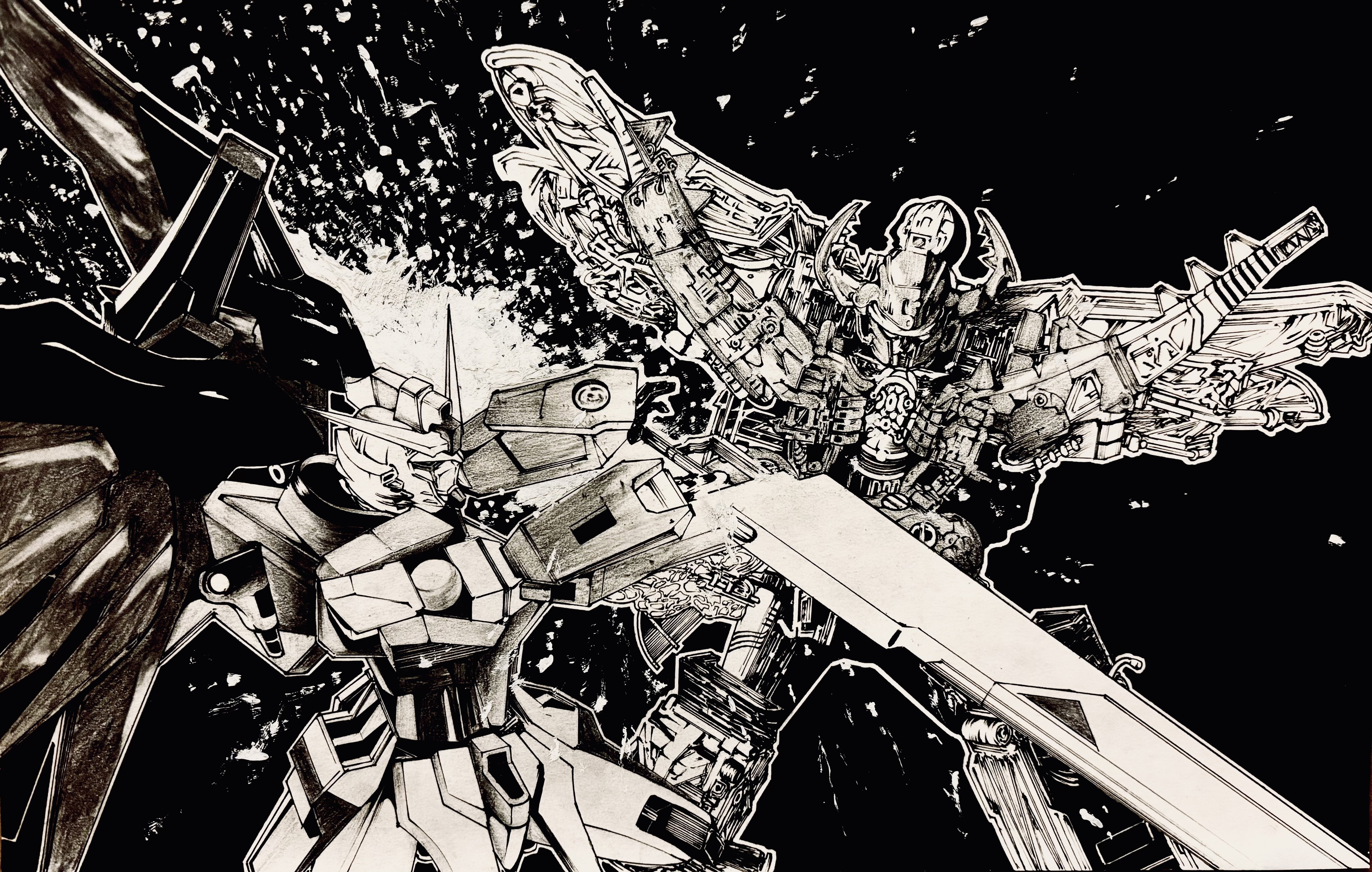 イラスト#9】デスティニーガンダムvsキングオージャー！｜くろ/漫画志望