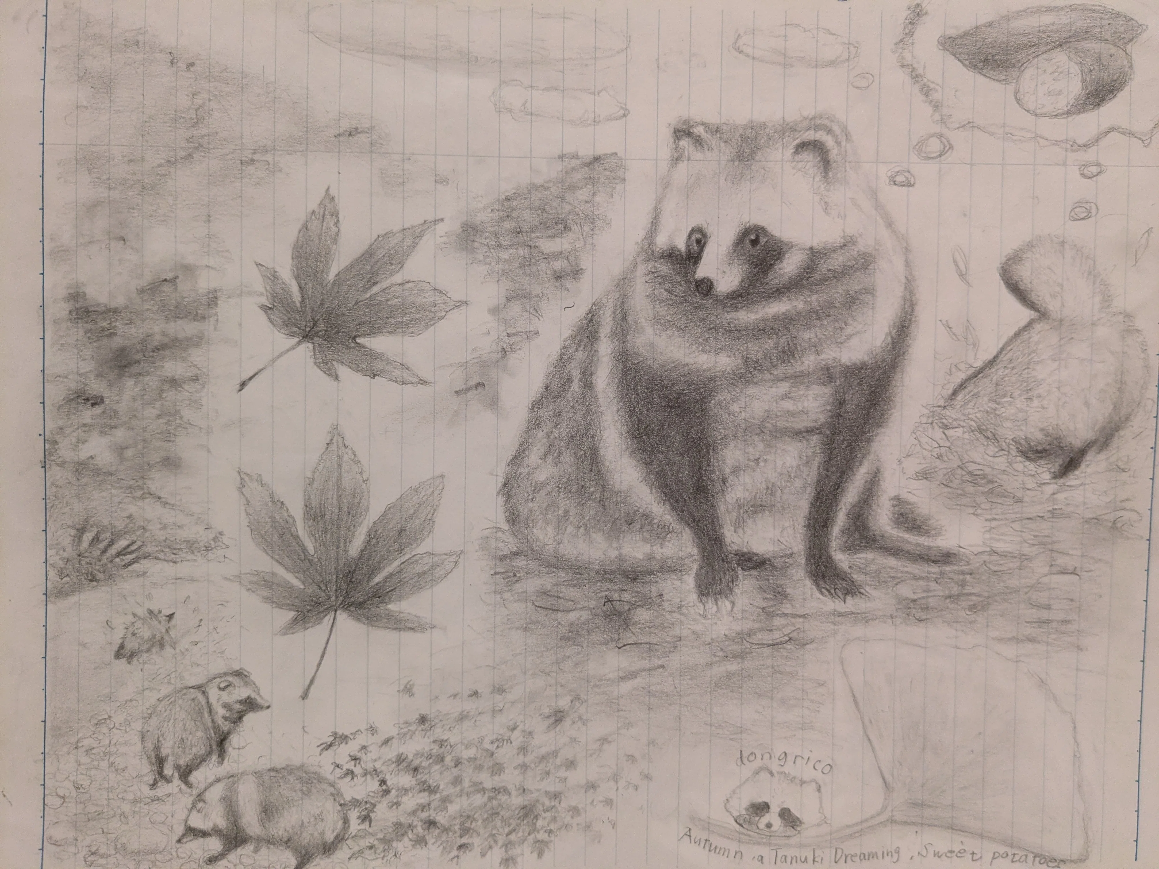 絵画 TANUKI_2 Tanuki Illustration 