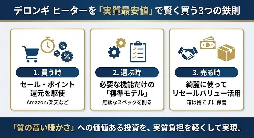 デロンギ マルチダイナミックヒーターの最安値は？安く買う方法と損