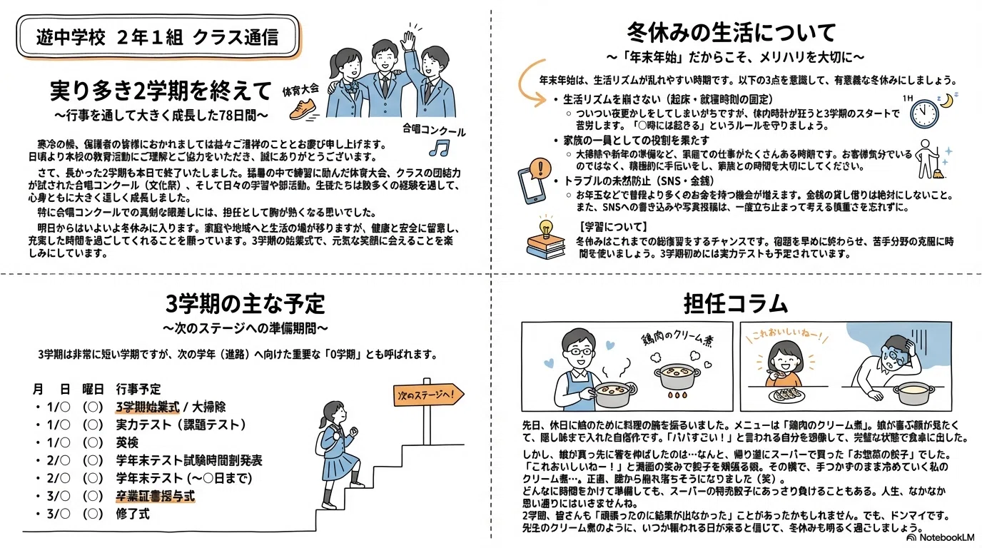 教員必見】学級通信をNotebookLMで爆速作成！「インフォグラフィック