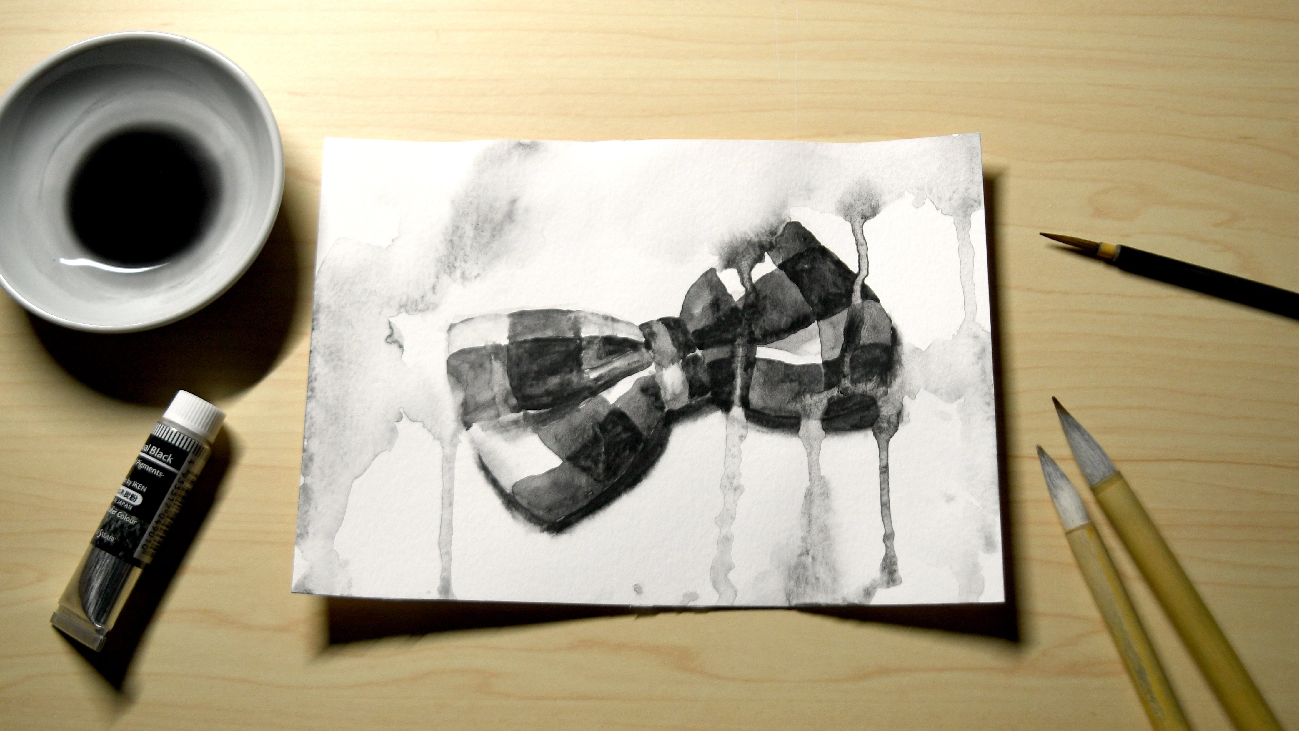 水彩絵の具の黒を使って40枚のドローイングを描いた｜Naoya Ohtani