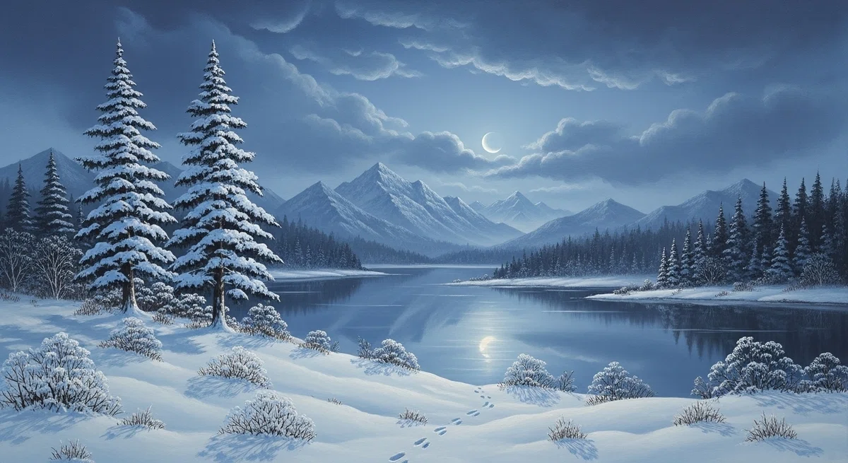 [Free Verse] A Moonlit Night Falling onto a Frozen Lake｜ボコポコ