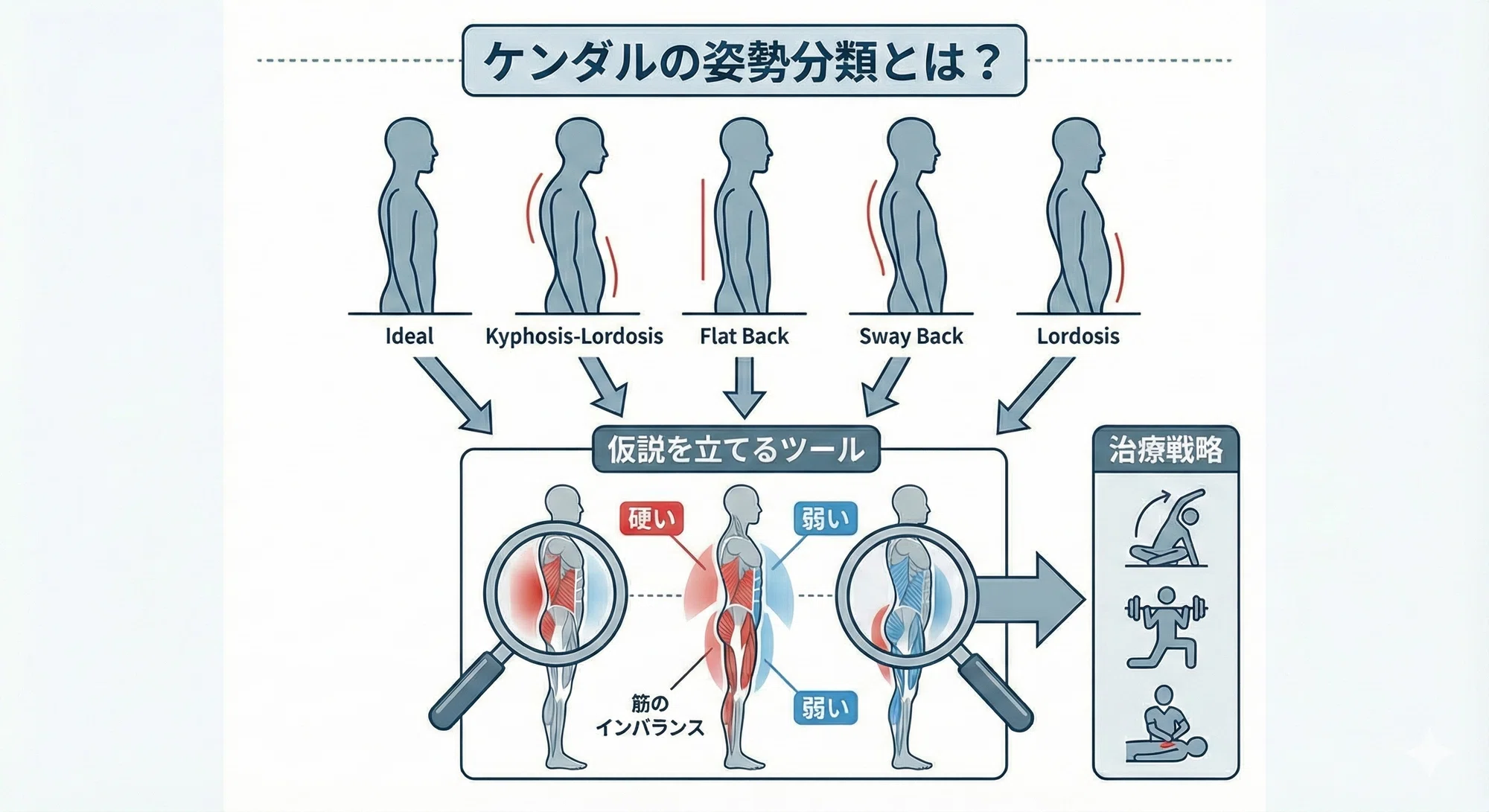 ケンダルの姿勢分類】理想的アライメントと4つの不良姿勢について ケンダルの姿勢分類】理想的アライメントと4つの不良姿勢について