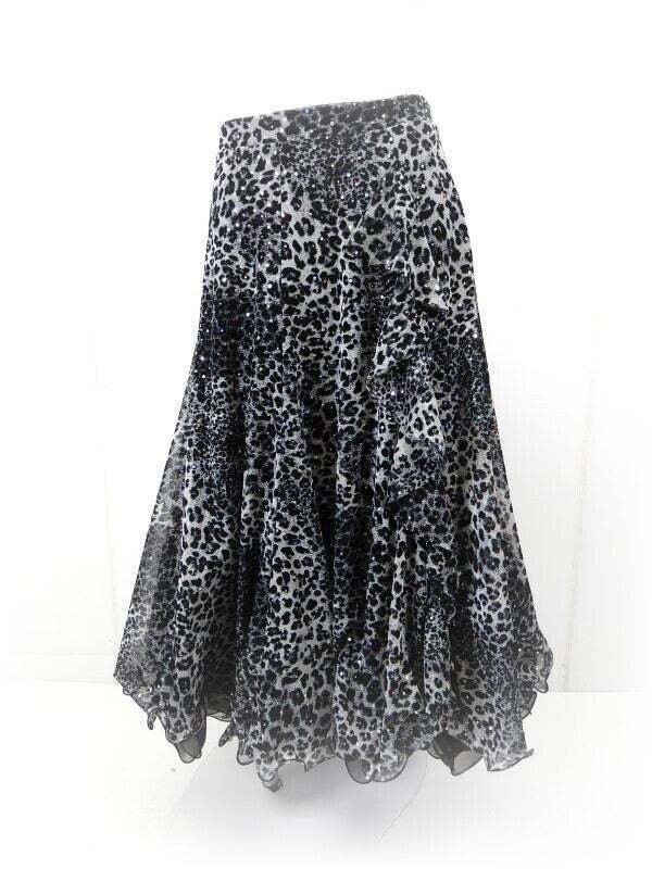 社交ダンス★ジャンティ スカート★アニマル柄&ブラック★サイズL★新品未使用品 新入荷!アニマル柄ロングスカート2｜社交ダンス衣装アルル