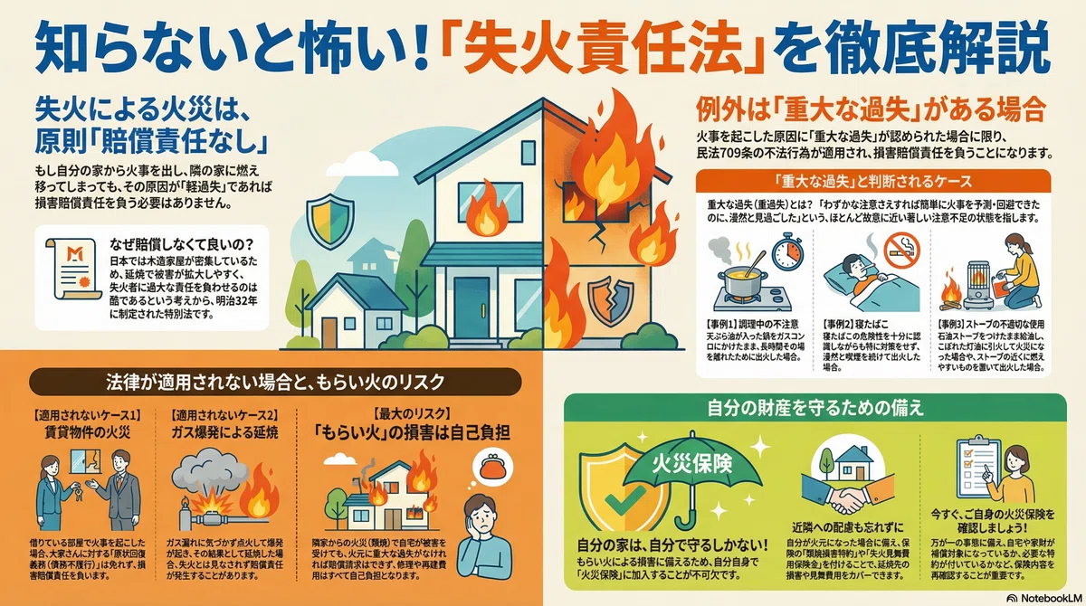 「もしも」の火事、隣家への賠償は不要? 知らないと怖い「失火責任法」を解説|火災保険は知らないのがフツー