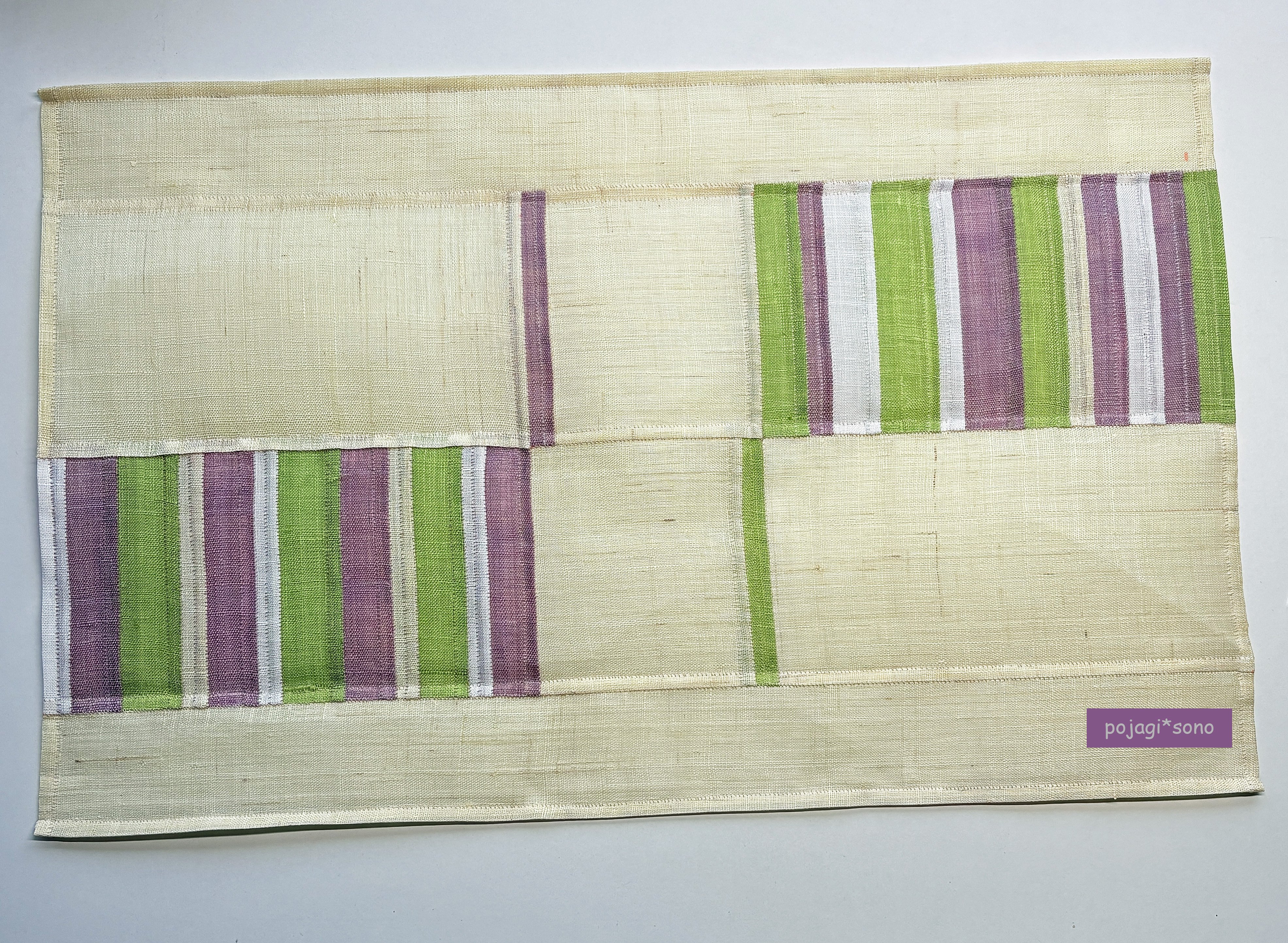 ポジャギ制作日記】モシ（麻）、周りを付けて、小さく完成｜pojagi*sono