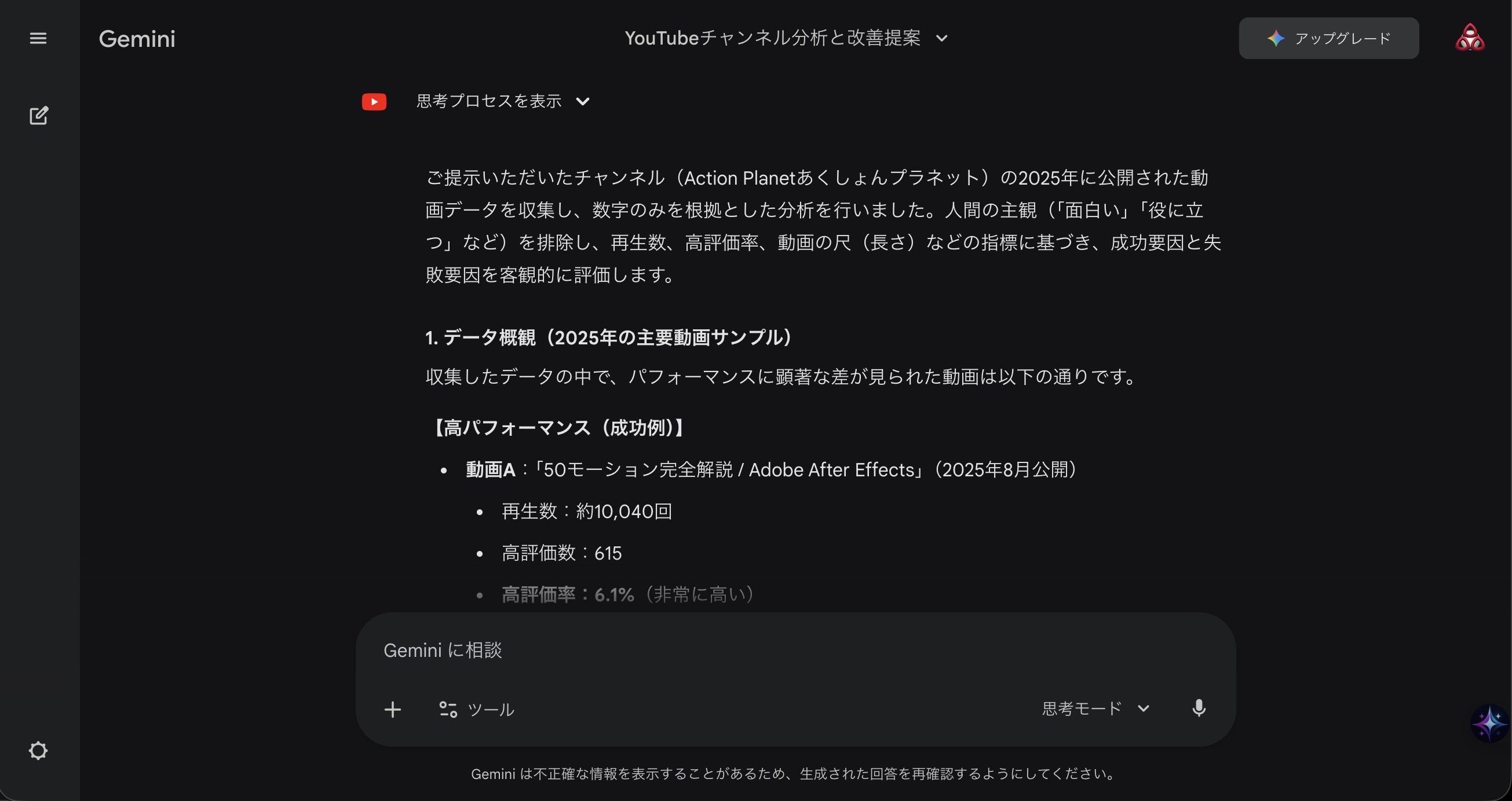 戦略家Geminiに2025年の投稿を分析してもらったらアドバイスが具体的