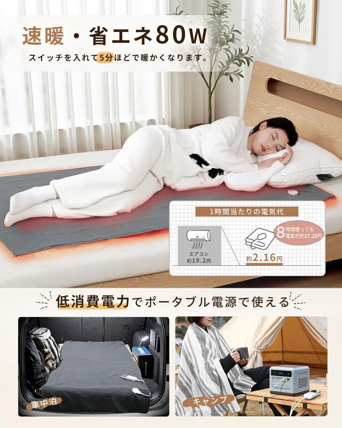 本音レビュー】BAYATA 電気毛布 掛け敷き兼用 洗える【160x80cm 7段階