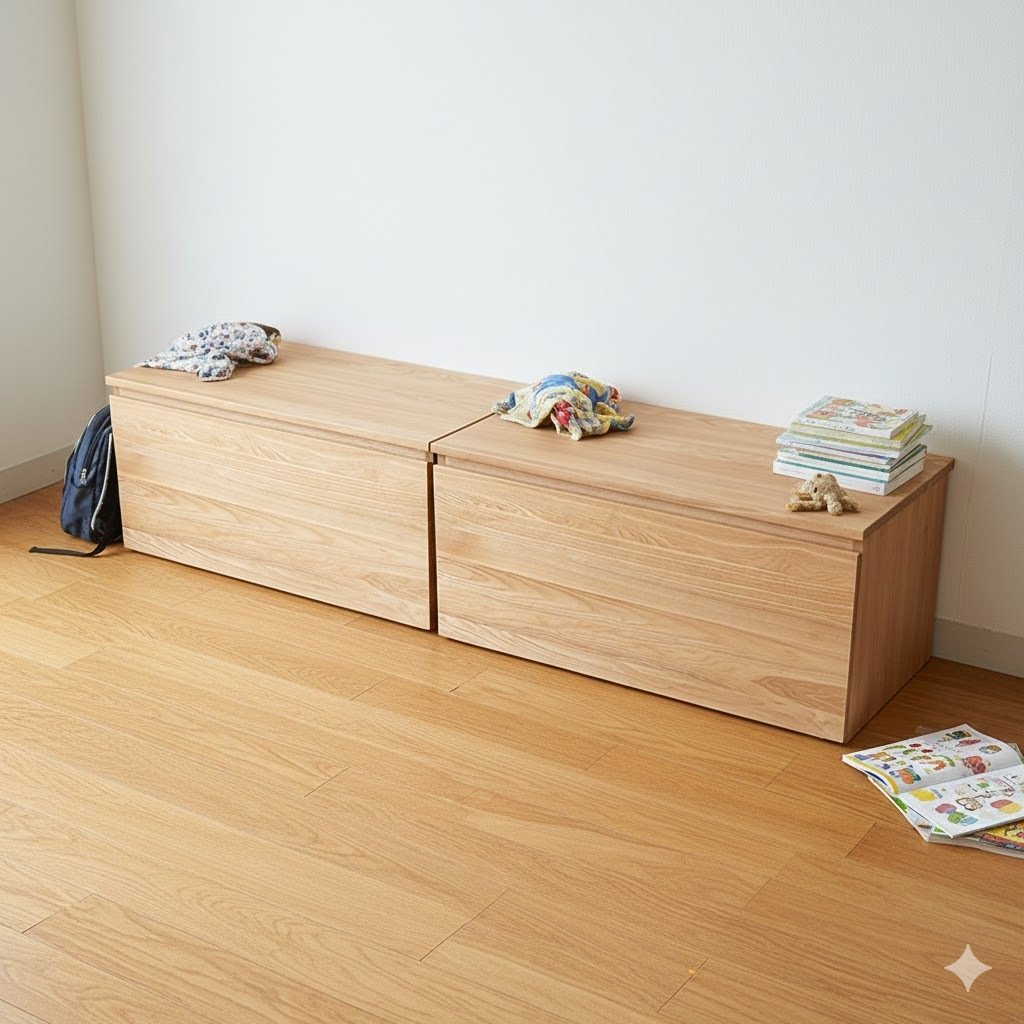おもちゃもすっきり隠せる、座れる収納ベンチ｜ZAKAGU・座家具／ 座り