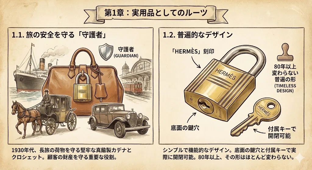 保存版】エルメスの守護者「カデナ（南京錠）」の系譜：トランクの鍵