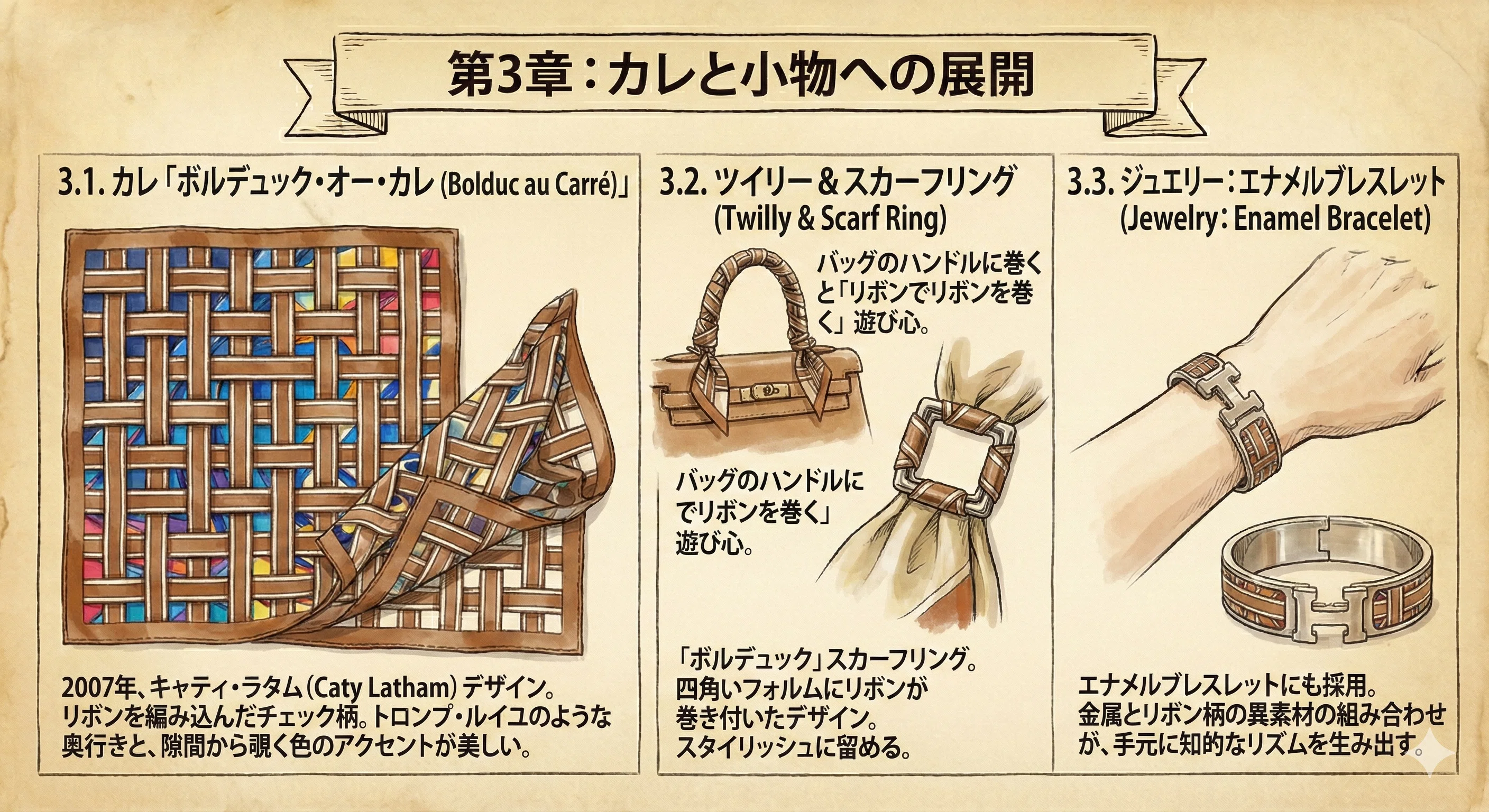 保存版】解く瞬間の永遠化：エルメスのリボン「ボルデュック」が主役に