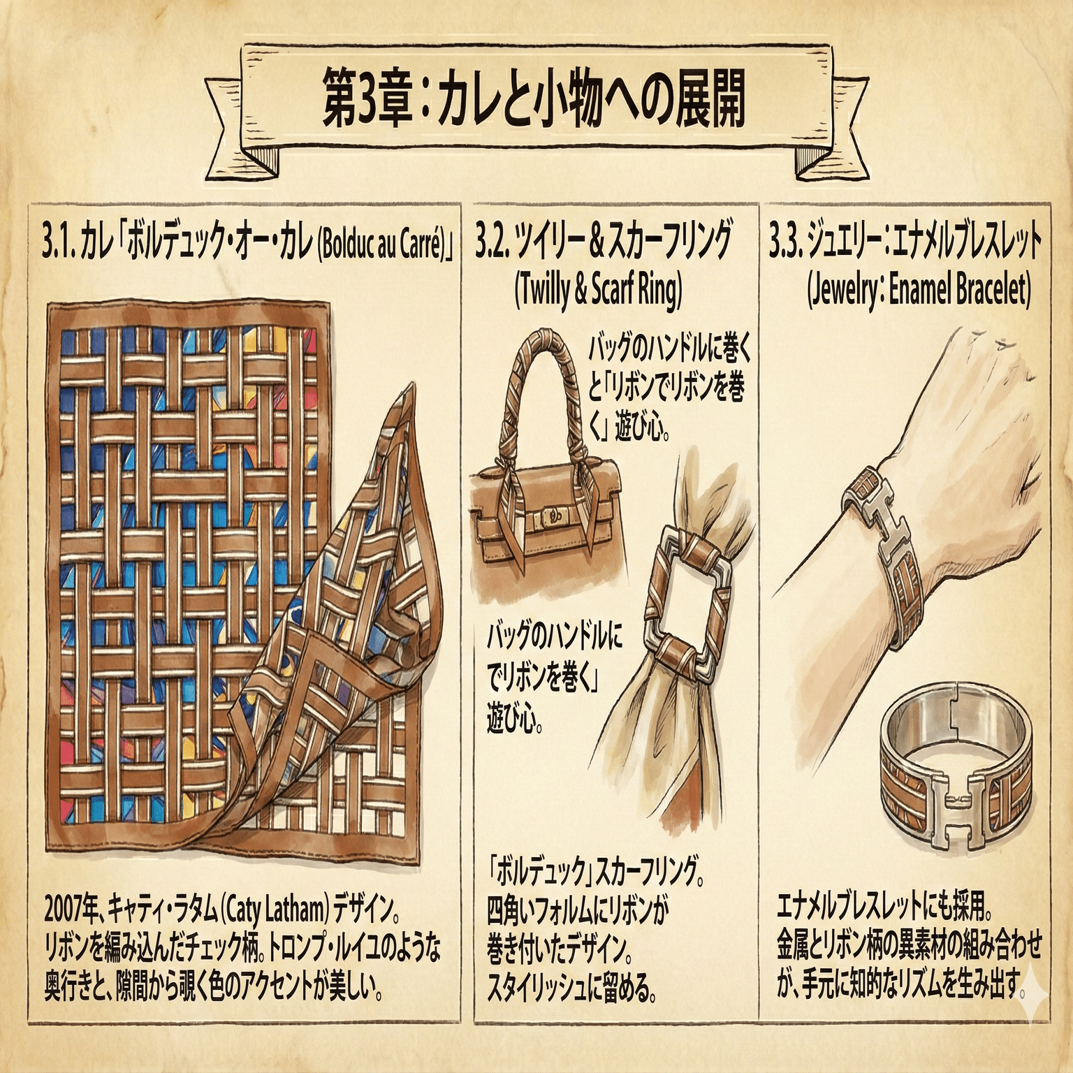 保存版】解く瞬間の永遠化：エルメスのリボン「ボルデュック」が主役に