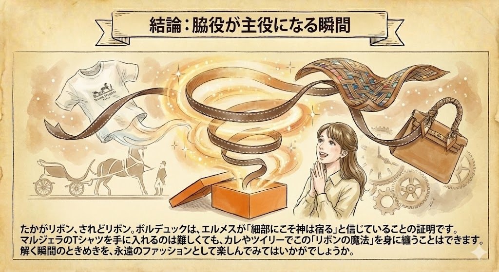 保存版】解く瞬間の永遠化：エルメスのリボン「ボルデュック」が主役に