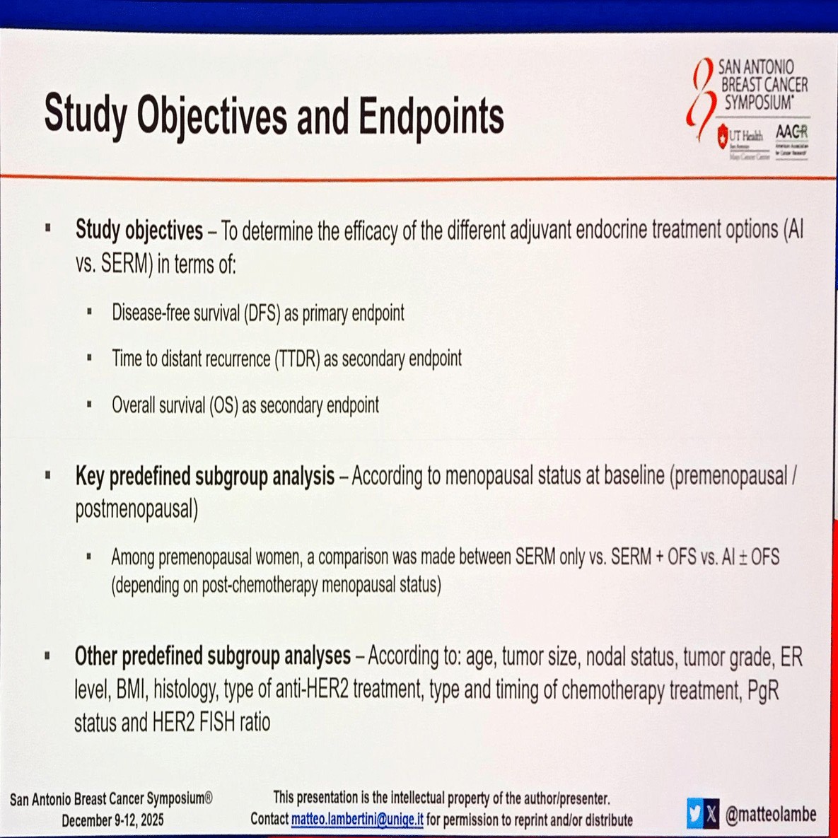 健康・医学 Breast Cancer ALTTO探索解析に見るHR陽性乳がんにおける術後内分泌療法（AI vs SERM