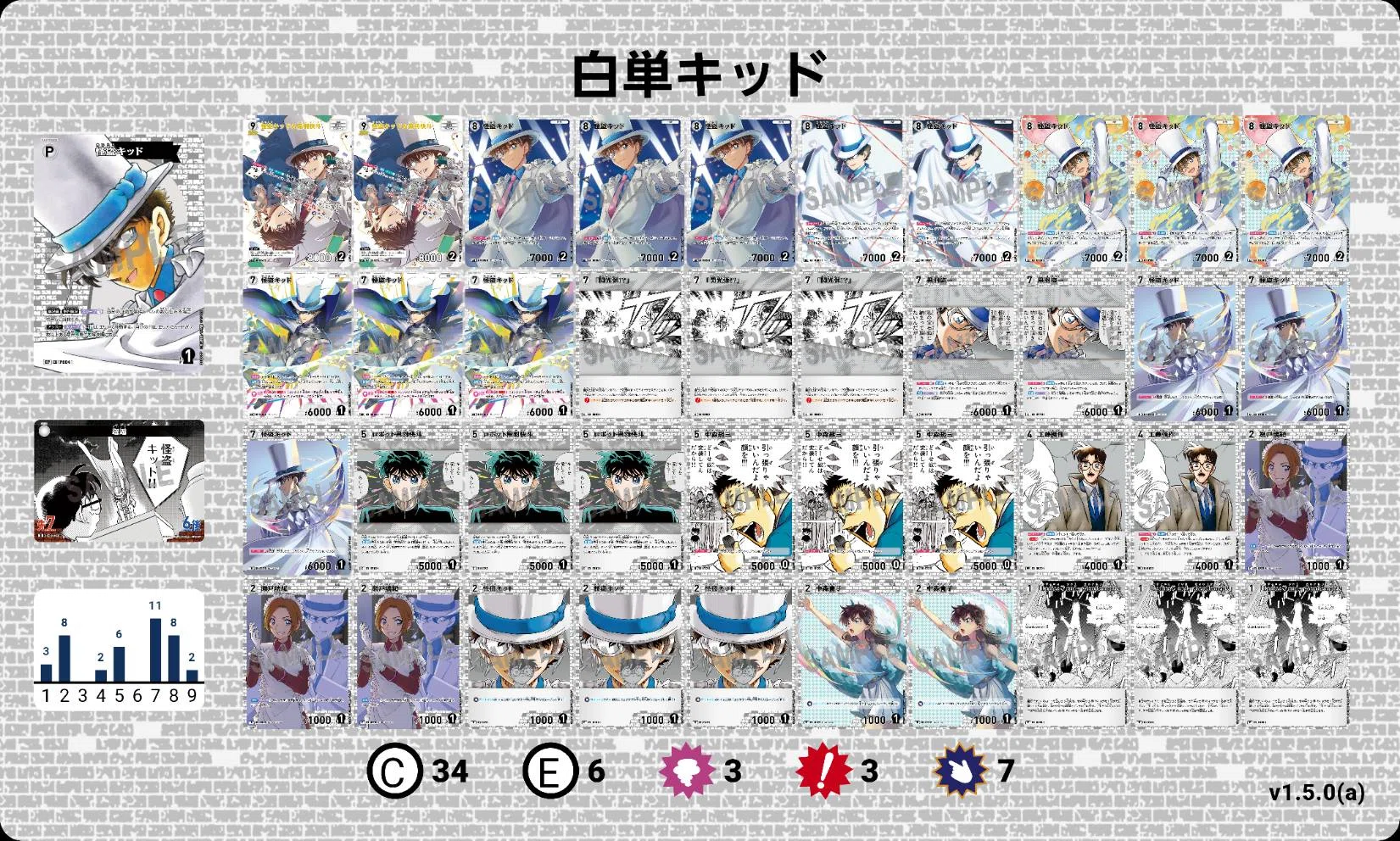 名探偵コナンカードゲームにおける第7弾環境のサンプルデッキレシピ