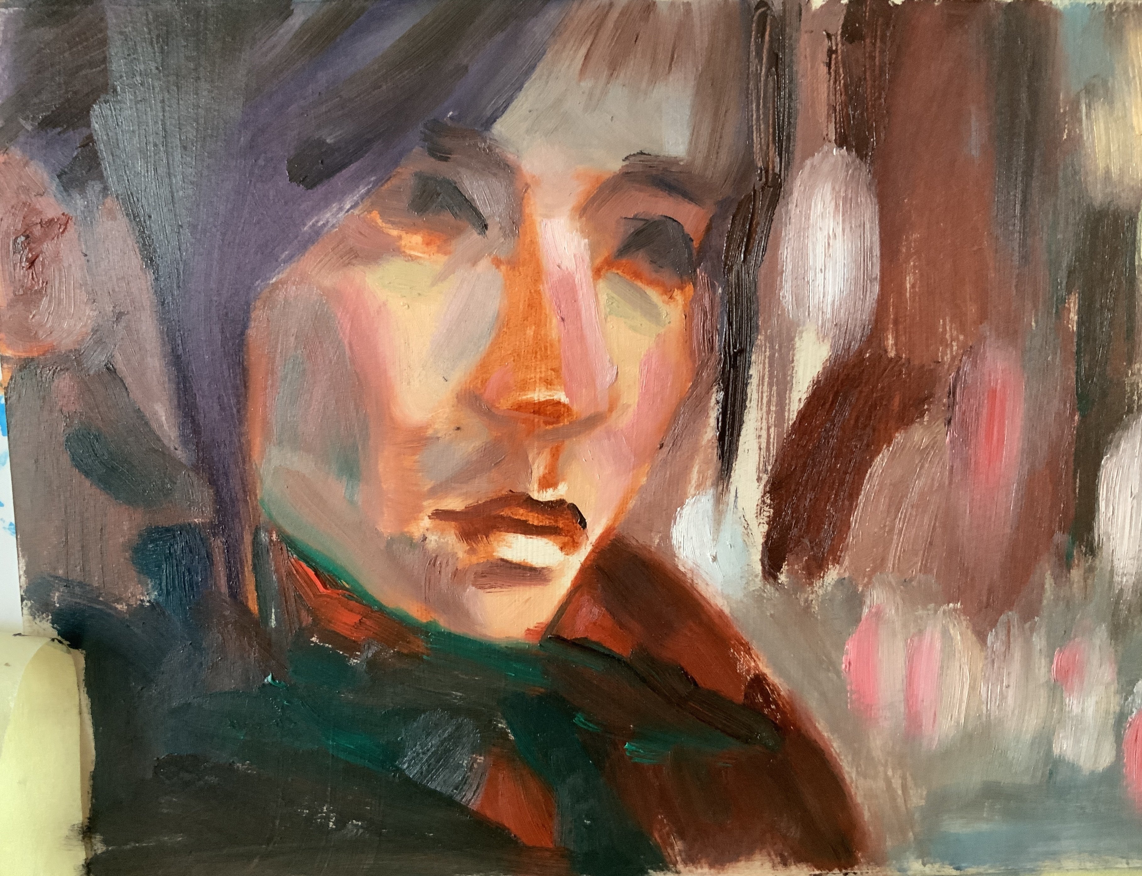 油絵 no.35 夜の街かど｜なお