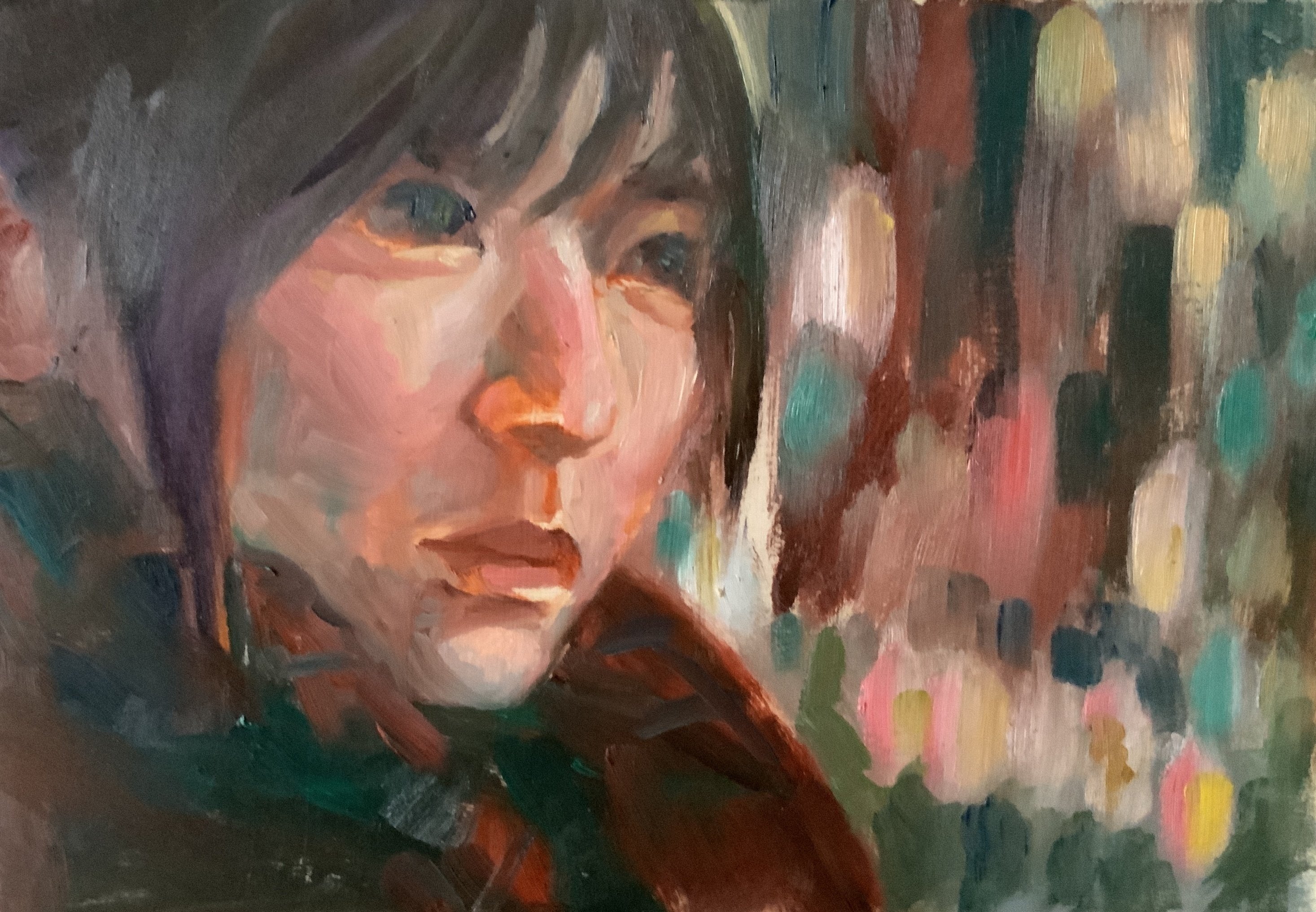 油絵 ポートレート 原画 #3 油絵 no.35 夜の街かど｜なお