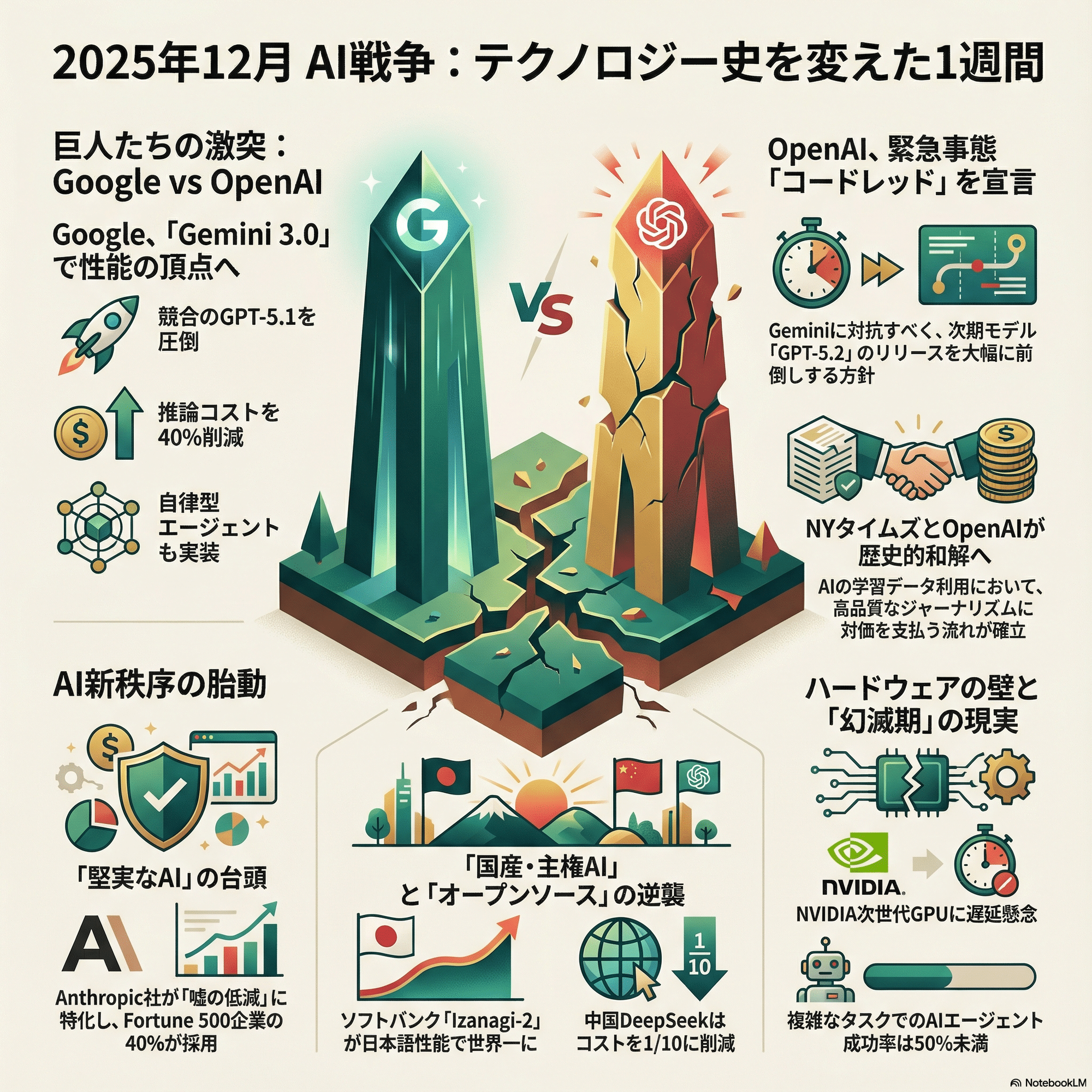 AI最新ニュース要約（2025年12月第2週）Gemini 3.0の衝撃とOpenAIの