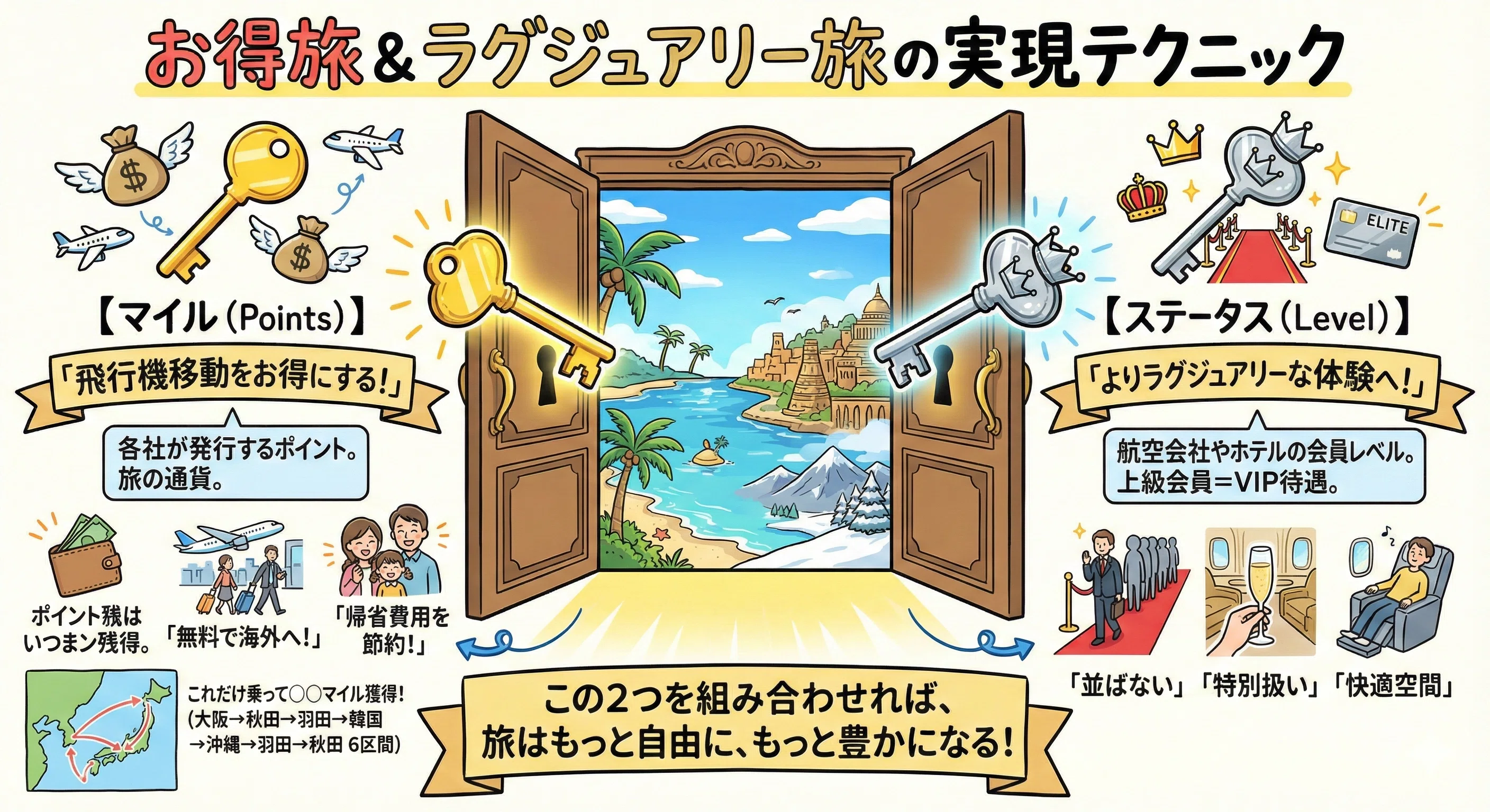 ANA🟦SFC修行やおトク旅の話を、AI(nano banana pro🍌)にグラレコ化し