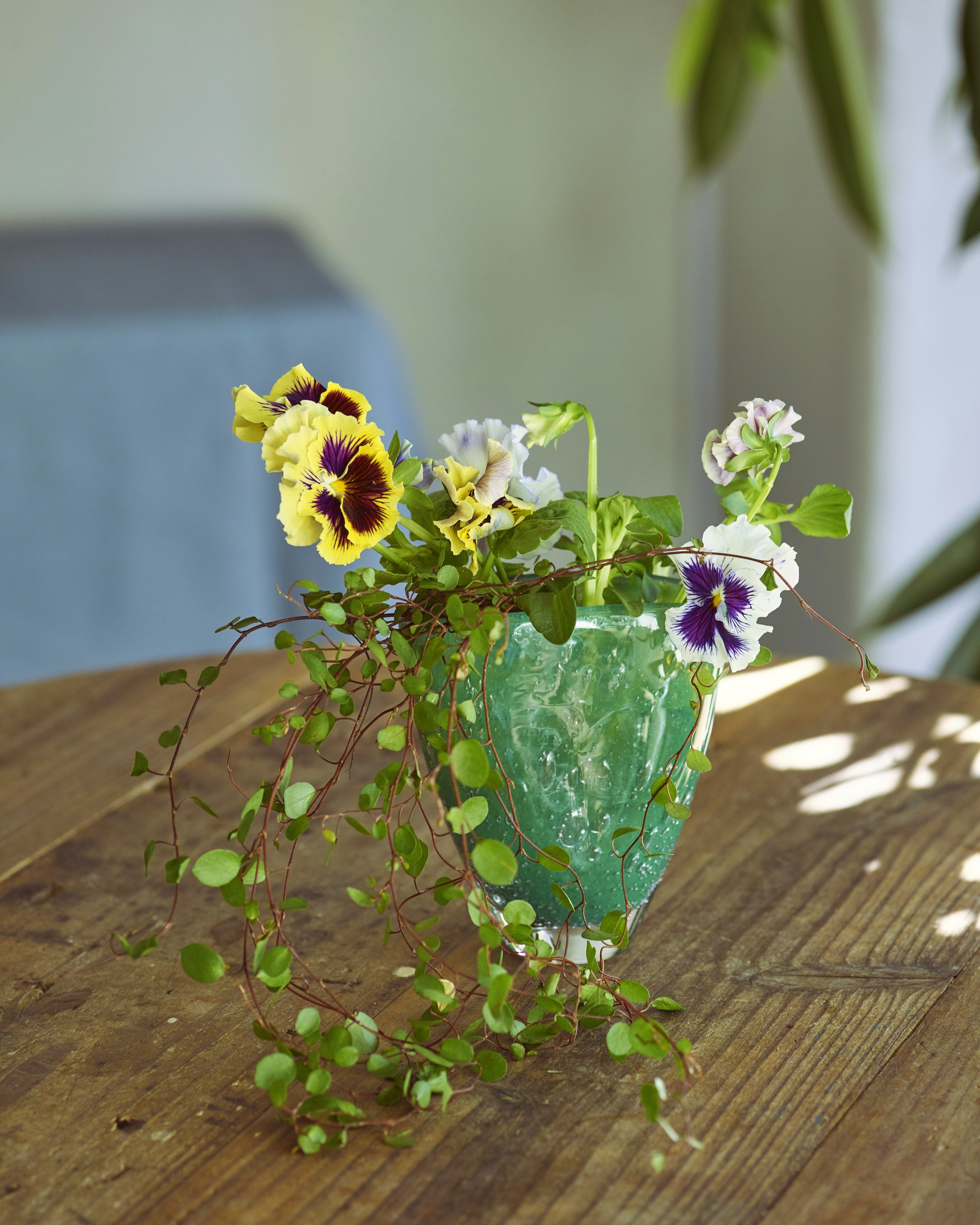 ONE FLOWER ONE GREEN｜パンジー × ワイヤープランツ｜FLOWER VASE