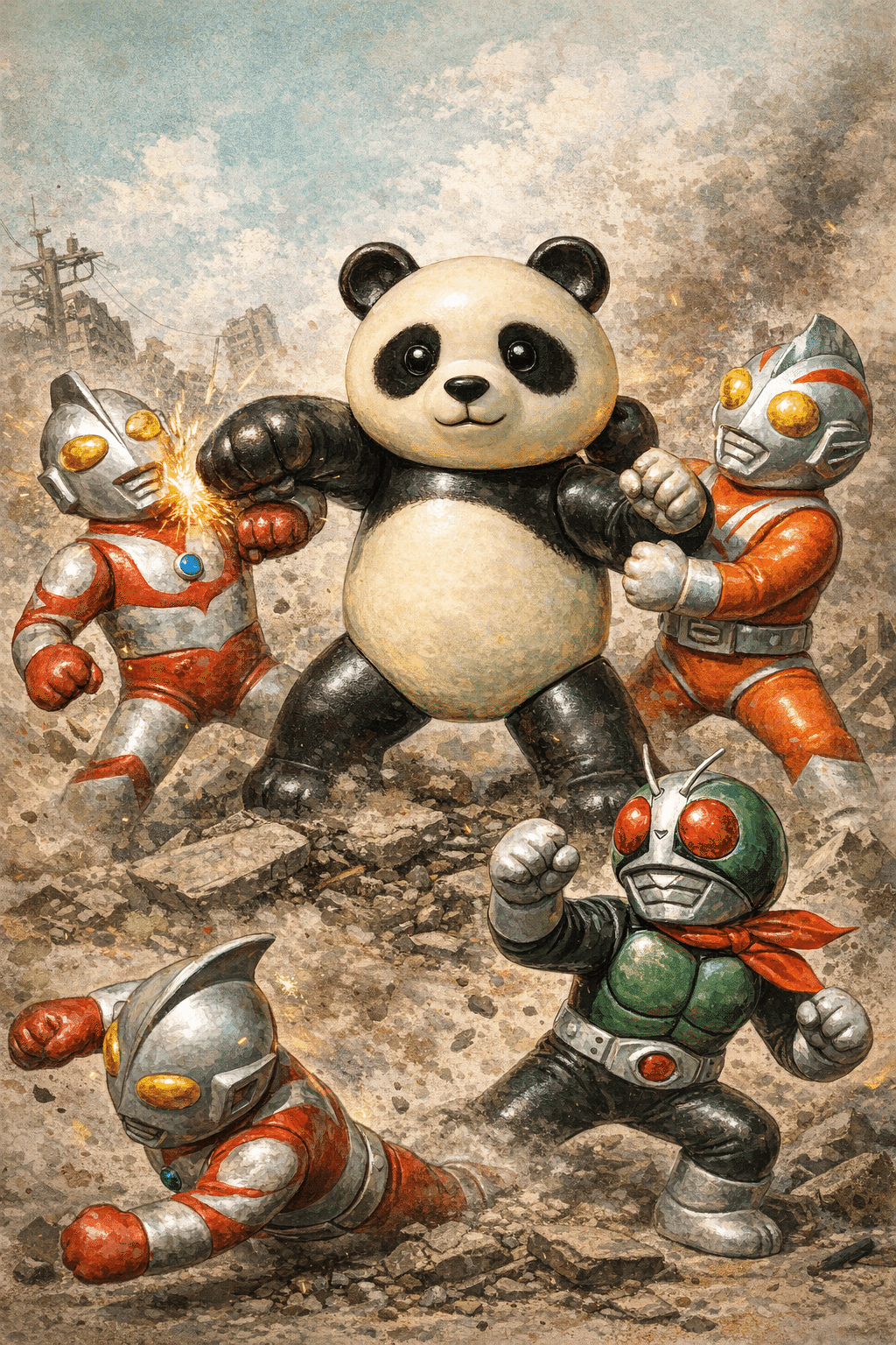 作画実験 昭和の駄菓子屋パンダ｜美和