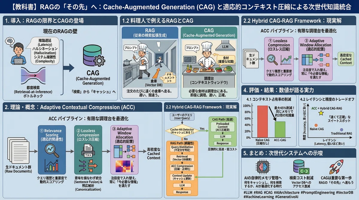 RAGの「その先」へ：Cache-Augmented Generation (CAG) と適応的コンテキスト圧縮による次世代知識統合｜makokon
