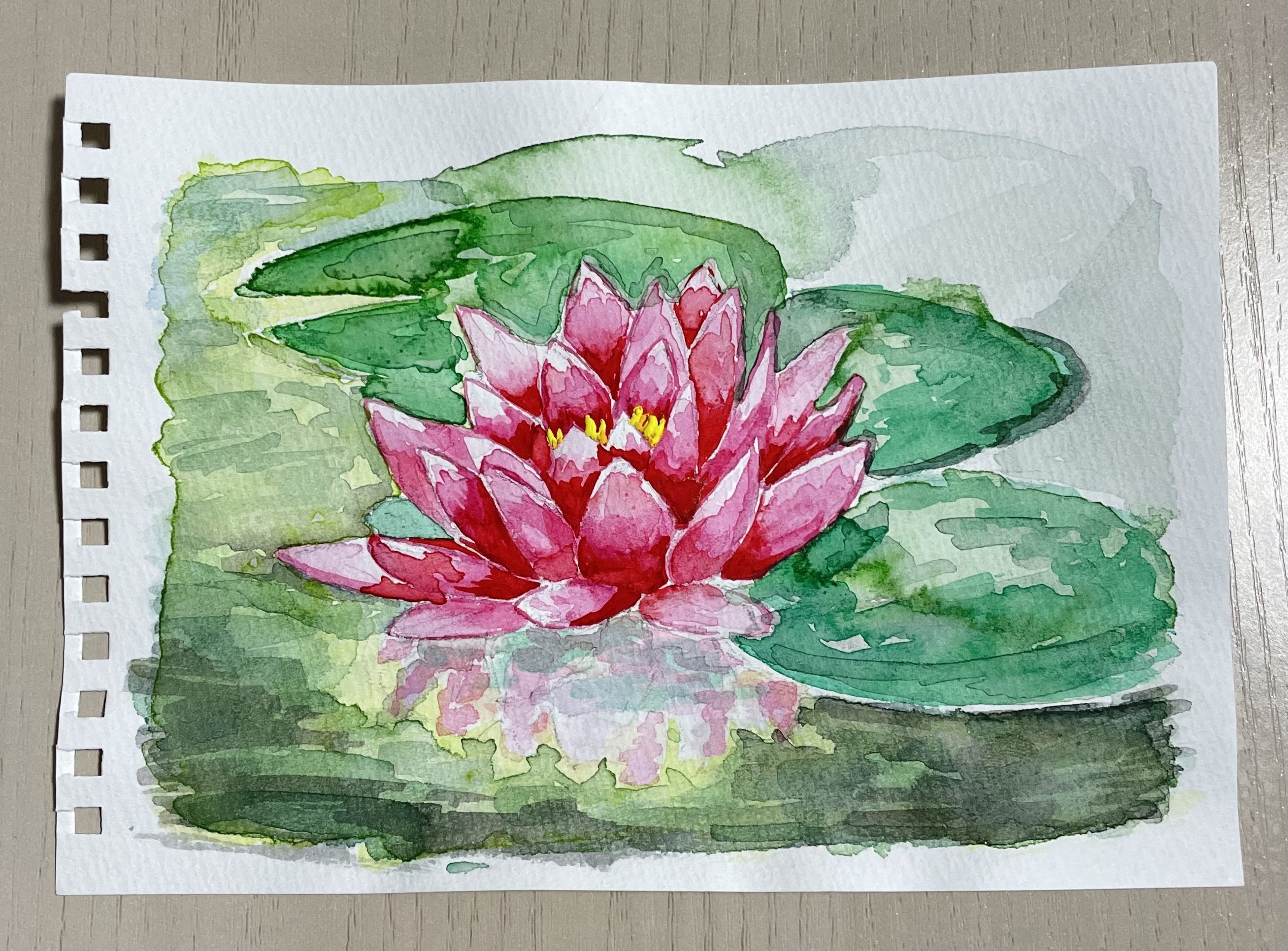 「花持ち 娘」水彩画 水彩画】蓮華、描いてみました！｜てんぷら さく子