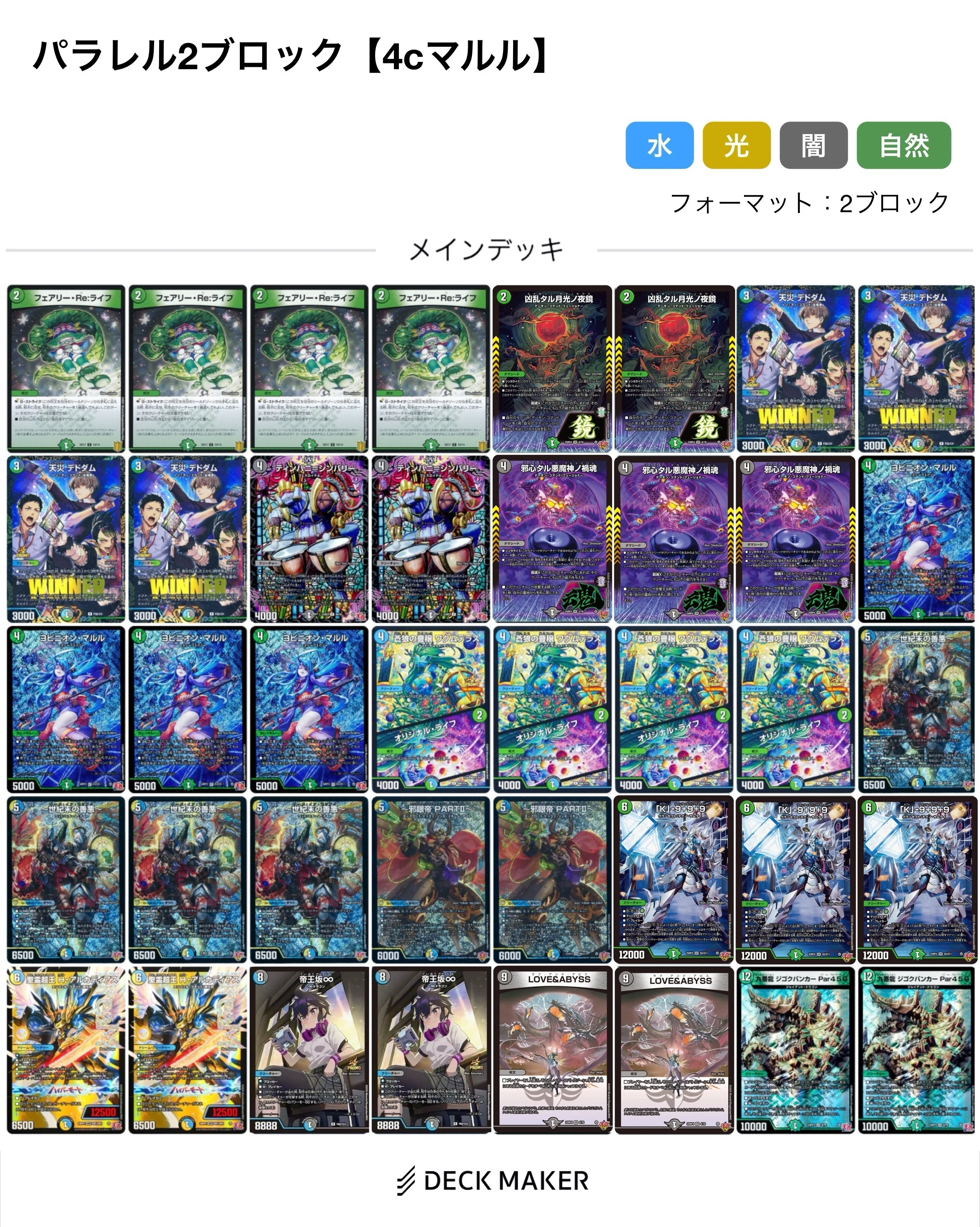 デュエマ   10人ほどでめちゃ考えたデッキ。 12/20】王道篇&王道W 裏フォーマット パラレル・2ブロック(デュエマ
