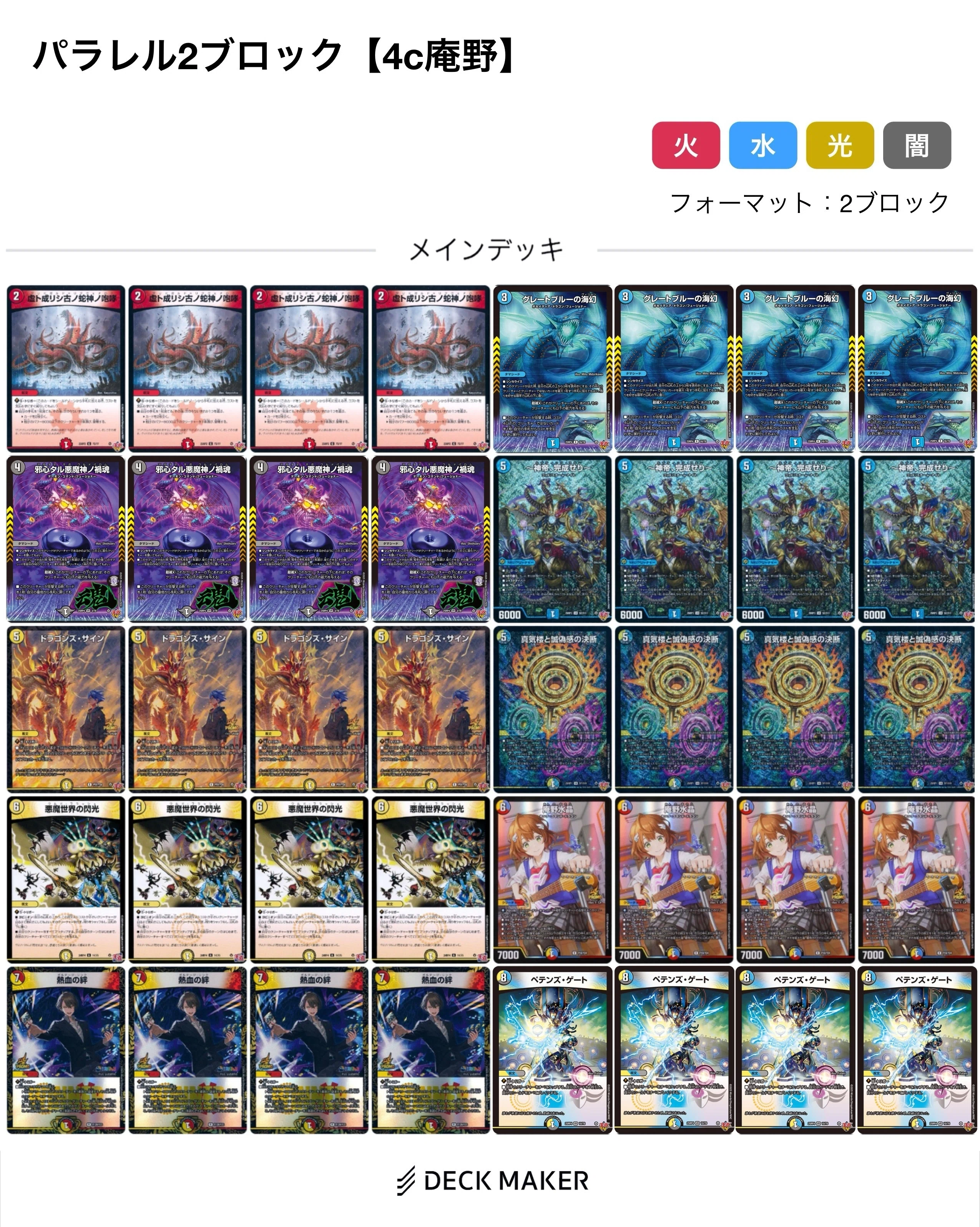 デュエマ   10人ほどでめちゃ考えたデッキ。 12/20】王道篇&王道W 裏フォーマット パラレル・2ブロック(デュエマ