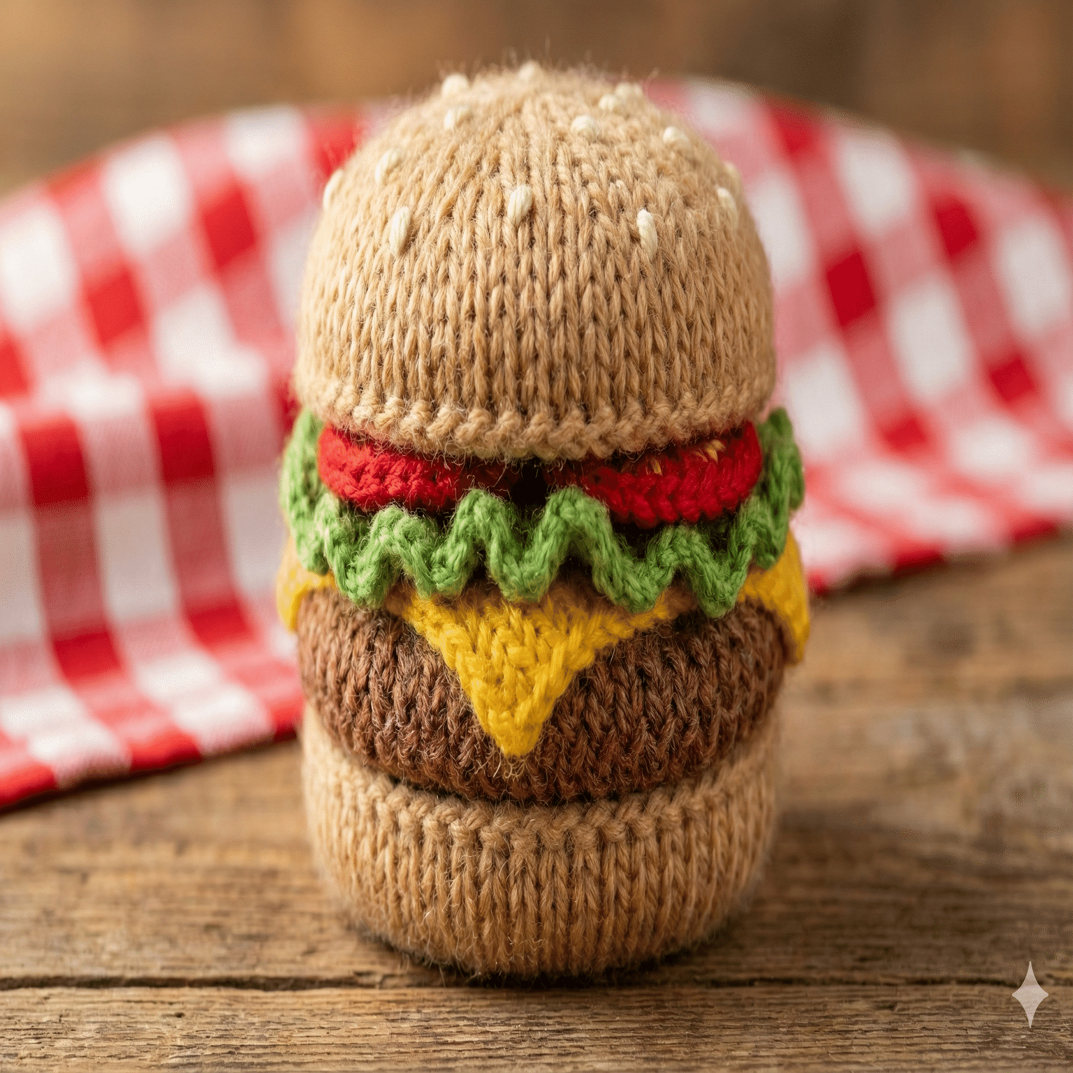 プロンプト配布】Geminiで「ニットのハンバーガー（あみぐるみフード