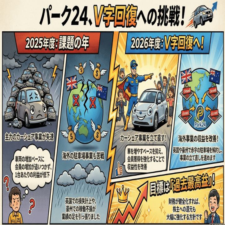 パーク24（4666）決算解説】主力のモビリティ事業に課題も、新年度業績見通しは過去最高益へ回帰｜Stockpicker  Lab｜株式投資を応援する投資ラボ