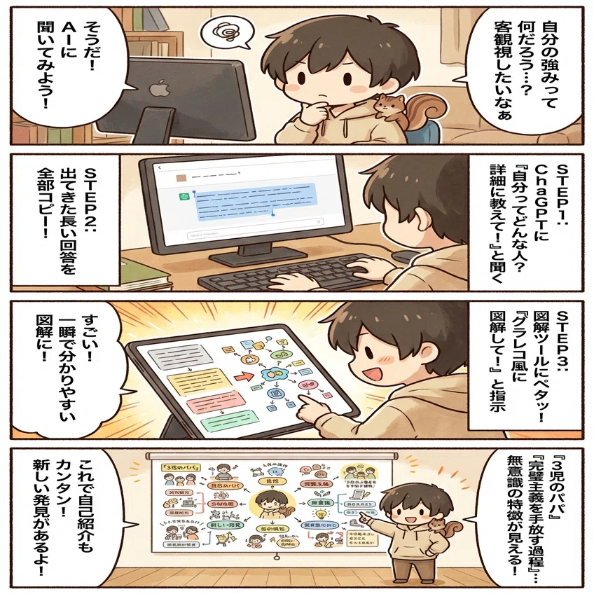 AIで自己紹介の図解を作ってみた話｜のり｜未経験から脱サラした