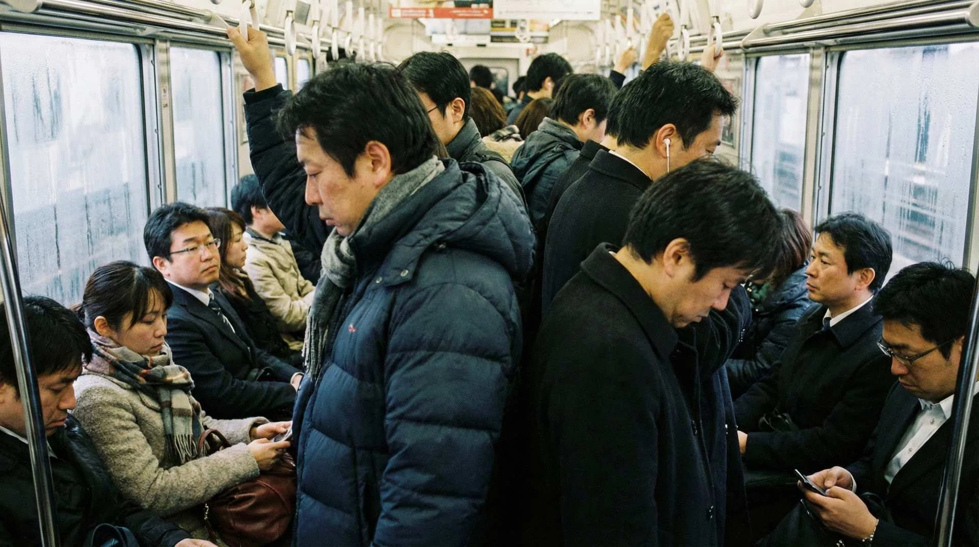 電車 冬 暑い
