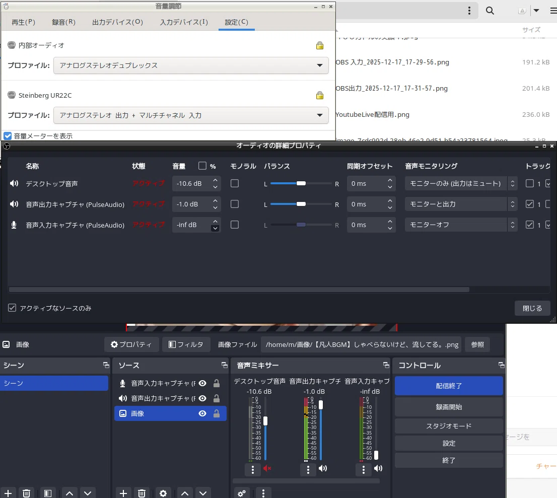 MX-Linuxにオーディオインターフェイス繋いでOBS-Studio使って17Live