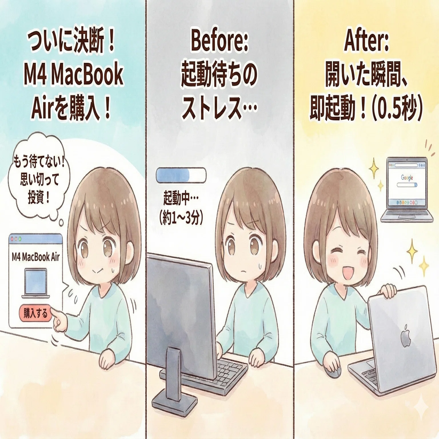 M4 MacBook Air：「PC起動待ち」という人生の無駄時間がゼロに。開いた