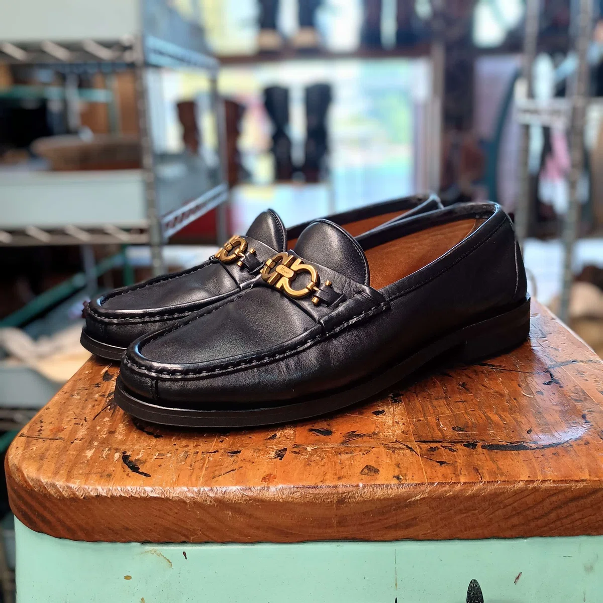 リソール/ソール交換+つま先パッチ補修】Ferragamo/フェラガモビット 