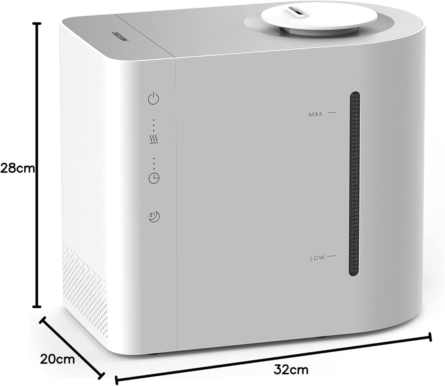 加湿器 卓上 加湿量最大300ml/h 4.3L大容量 28畳対応 26dB 静音 超音波式 43時間連続稼働 上から給水 次亜塩素酸水対応 お手入れ簡単 ミスト量3段階調整 空焚き防止 水漏れ防止 乾燥対策 加湿機 AIRROBO(エアロボ) (Large) ホワイト 本音レビュー】AIRROBO 加湿器 卓上 加湿量最大300ml/h 4.3L大容量 28