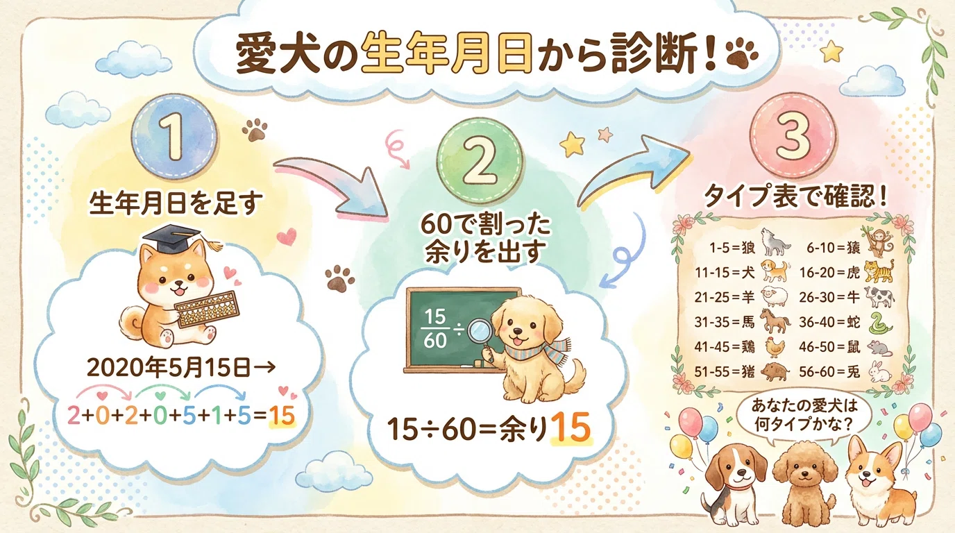 🐕🔮 愛犬の「動物占い」完全版 - 60タイプ性格診断と飼い主相性占い