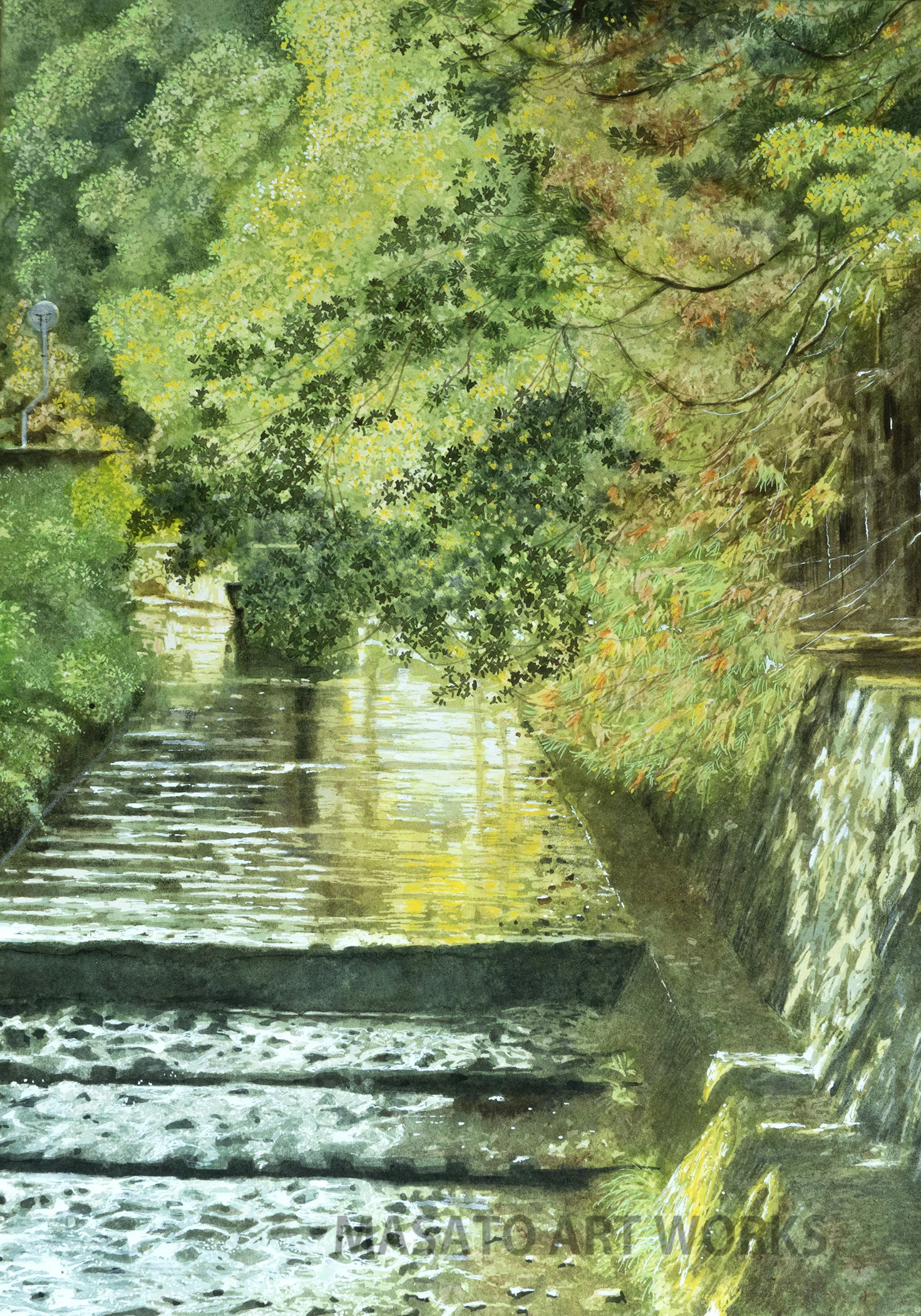 臨場感を表現した秋の風景水彩画2作品・・・京都西芳寺界隈と安楽寺の