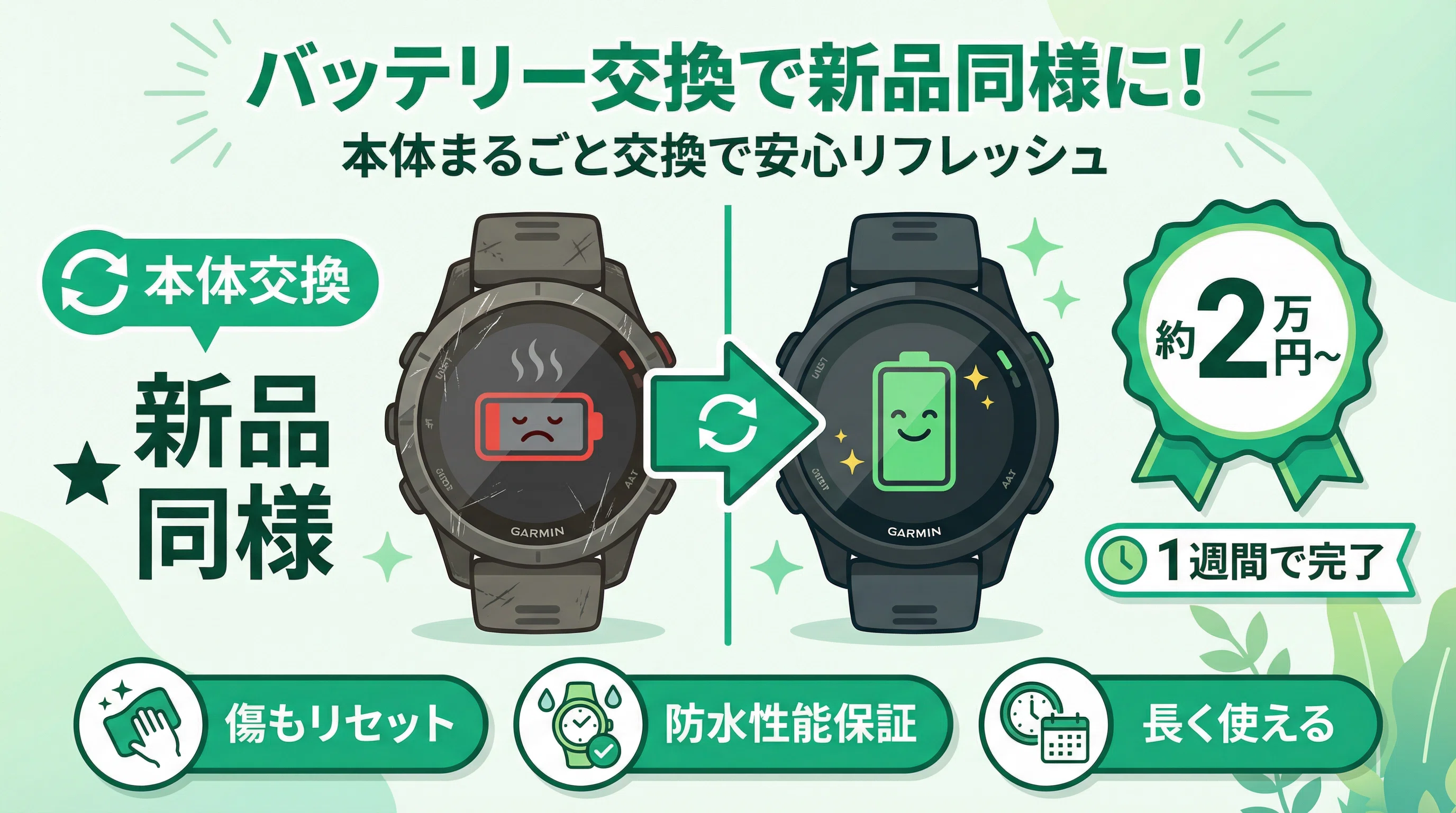 ガーミン(Garmin)スマートウォッチ の寿命は？電池バッテリー交換の 