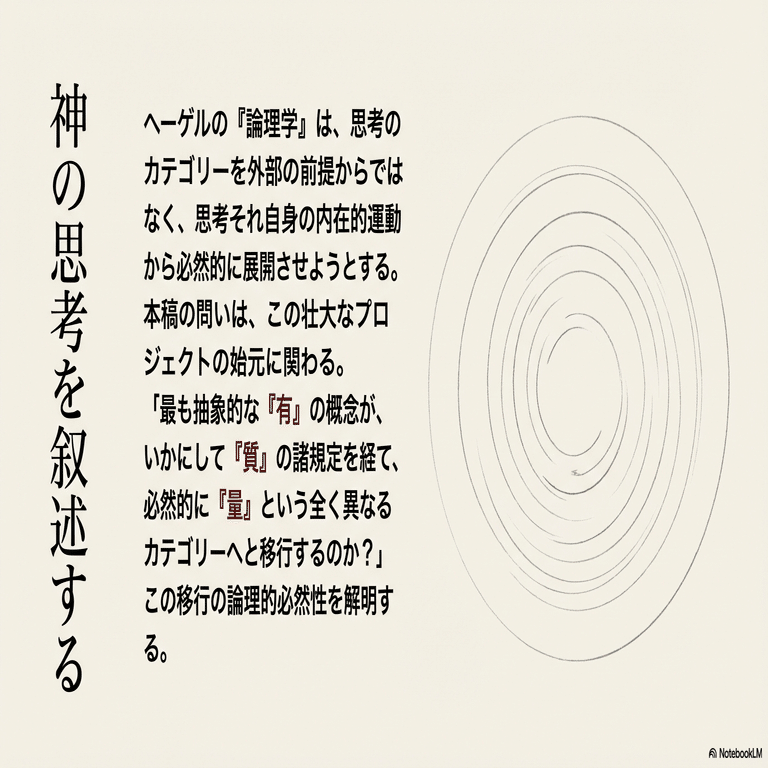 NotebookLM】ヘーゲルの『論理学』における質から量への移行の弁証法的