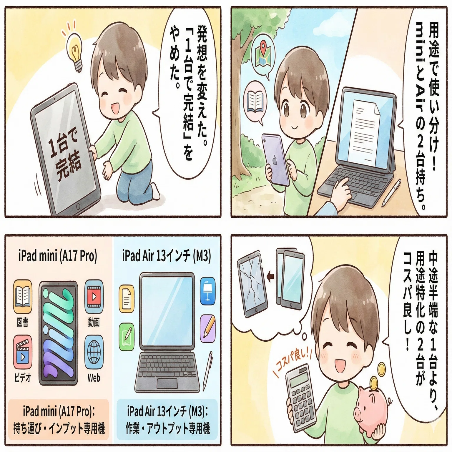 iPad二枚持ちで作業効率が爆上がり｜iPad mini × iPad Air の最強