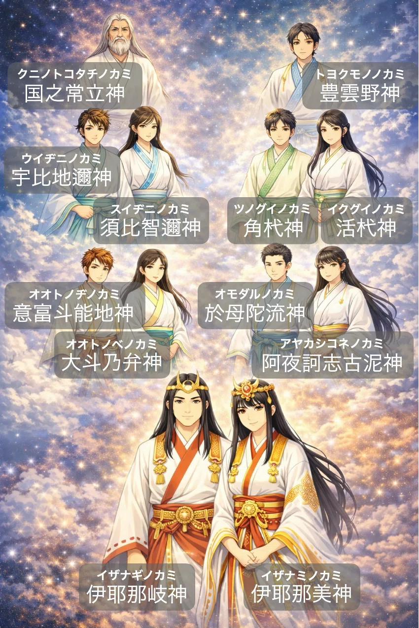 AIイラスト日本神話｜1．天地創造と神々の出現｜ほぼ63世ヤマトタケル