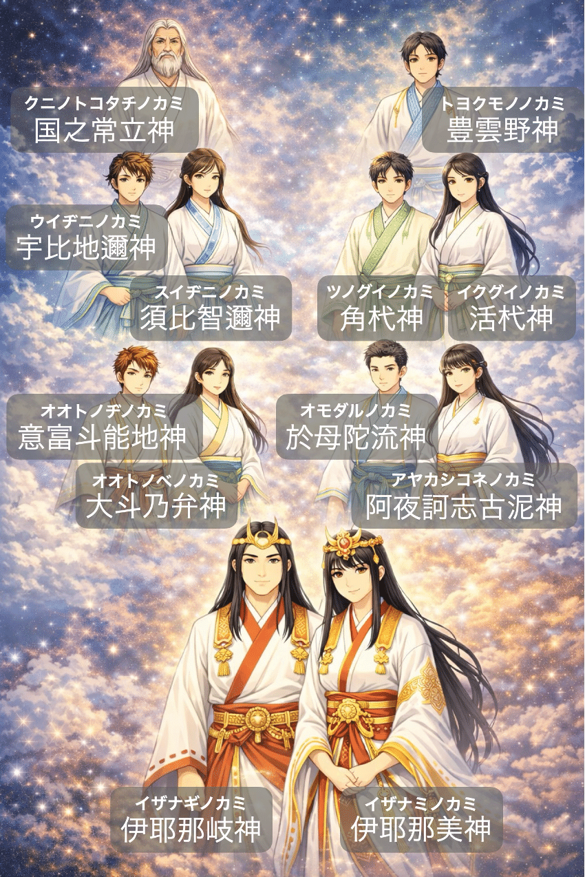 ビジュアルでわかる日本神話の物語｜1．天地創造と神々の出現｜ほぼ63