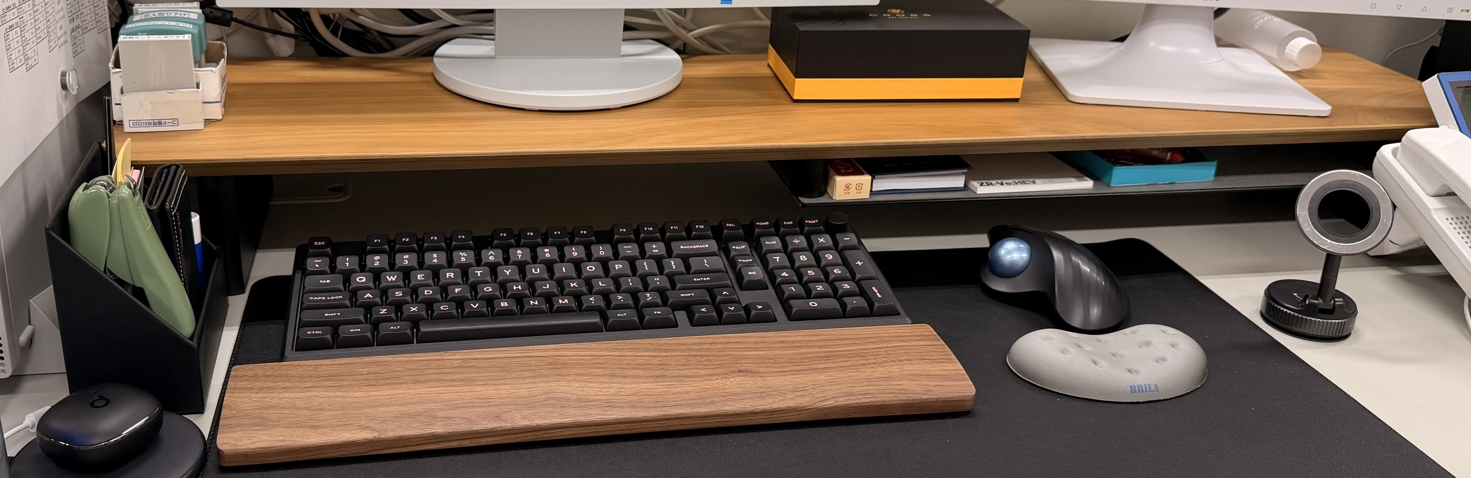 amesoba デスクシェルフ　ラージ　ダークウォルナット Amazon.co.jp: amesoba 木製 モニタースタンド 卓上 デスクシェルフ